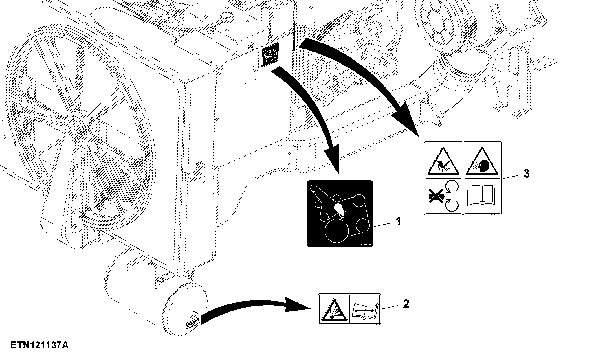 Decals, Air Dryer Safety and Engine Platform Belt Routing