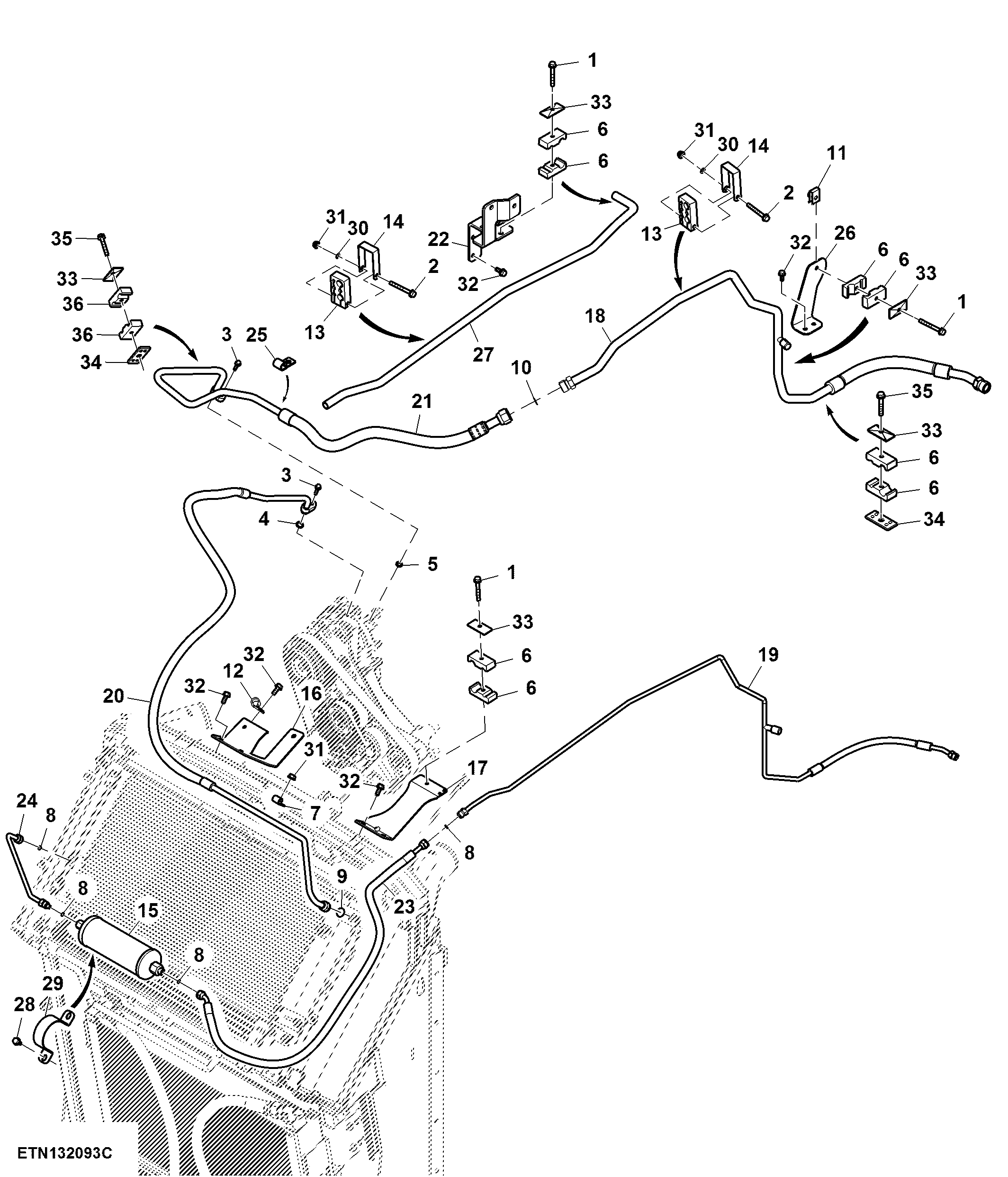 Air Conditioning Lines, Cab, 15.0 L Engine ( - 807000)