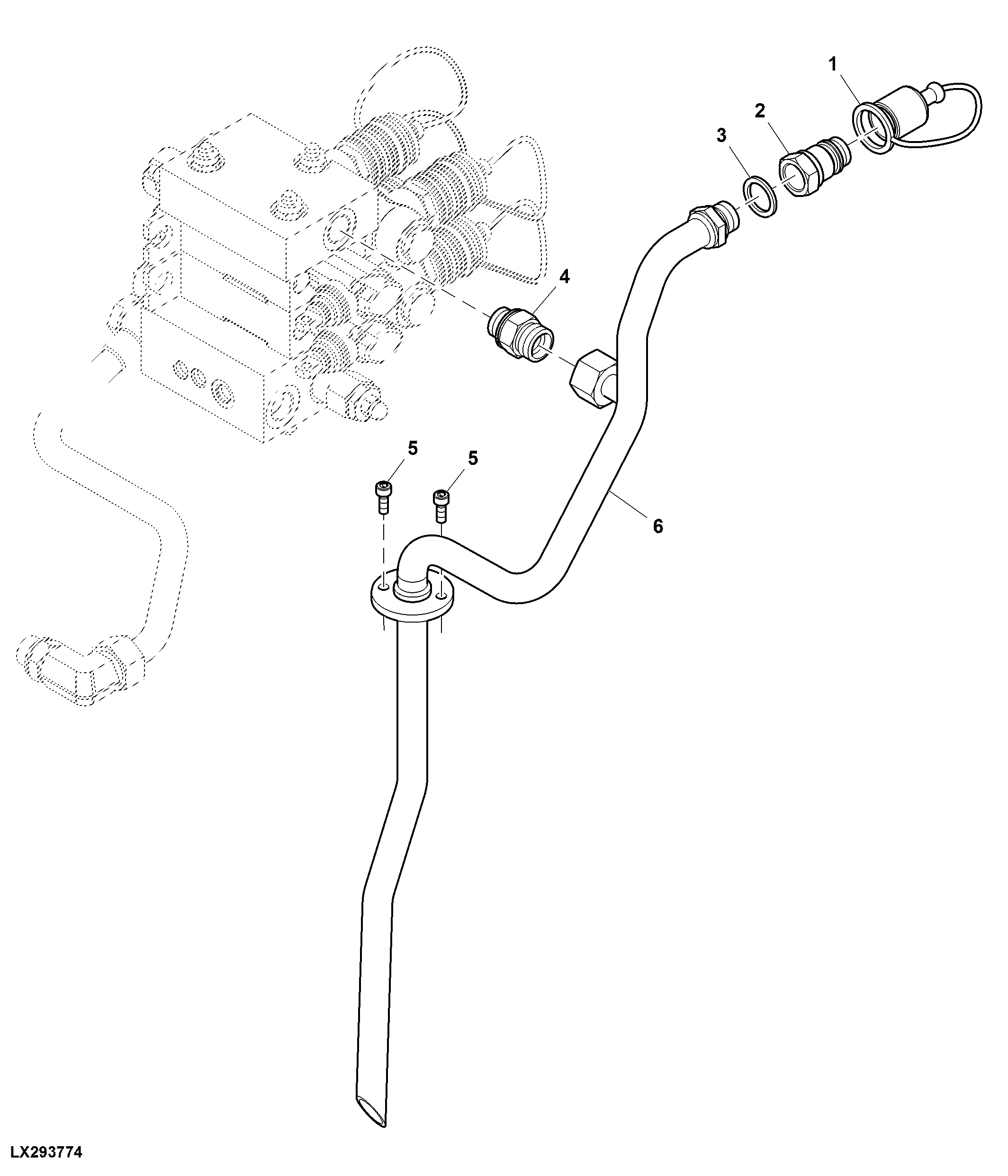 SCV Return Oil Line, 2 Double Acting SCVs, W/O Flow Divider