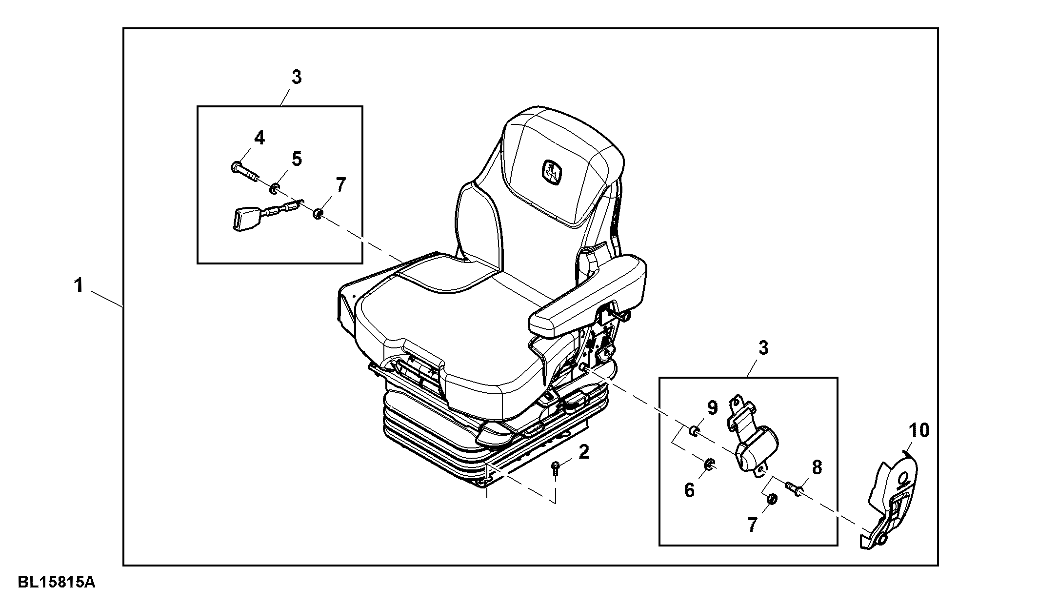 Seat, Air Suspended, W/ CommandARM™, W/ CommandPRO™, W/ Dynamic Dampening System, MSG95AL/741, Attachment