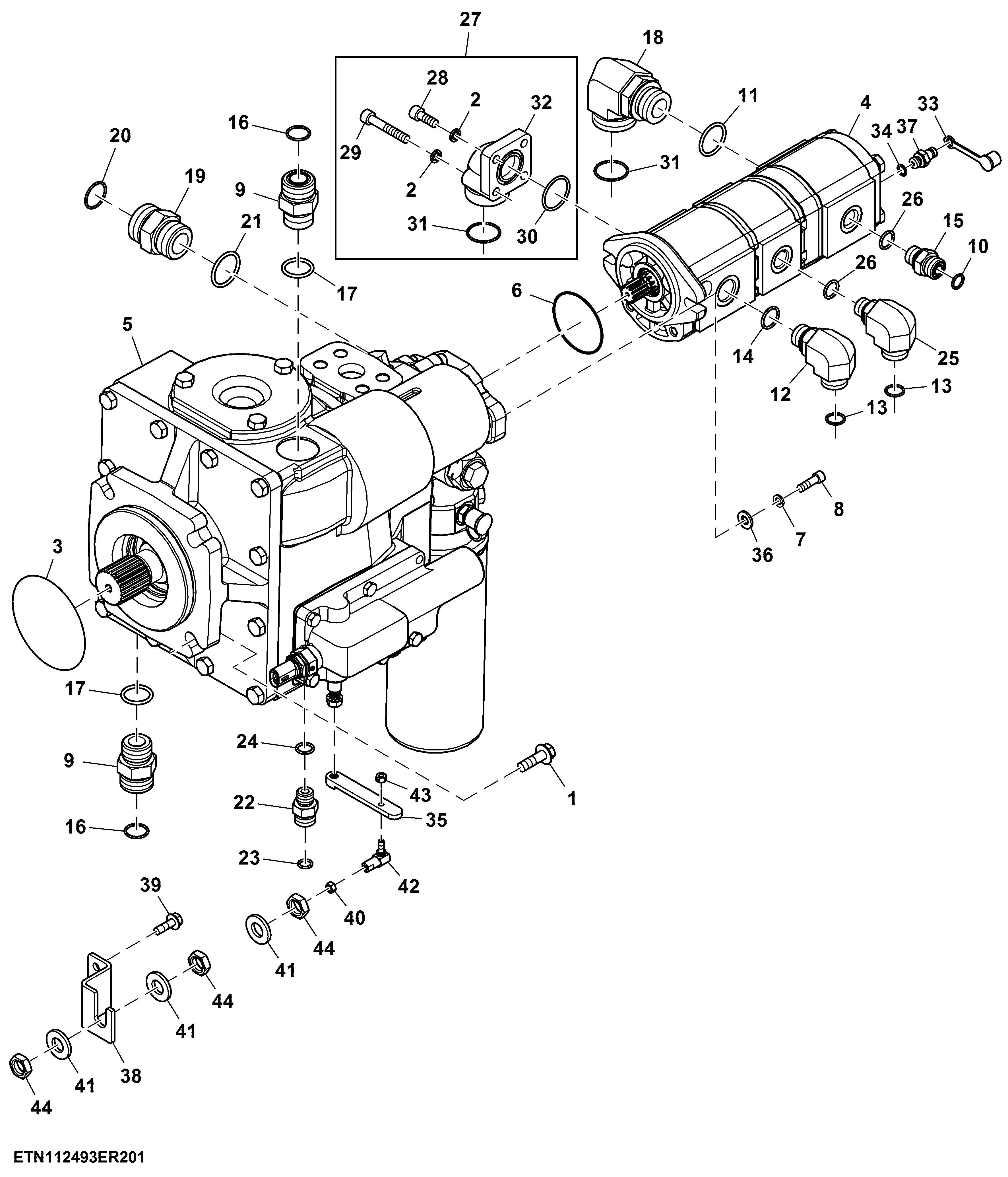 Hydrostatic Pump, Push Button Shift Transmission, Final Tier 4