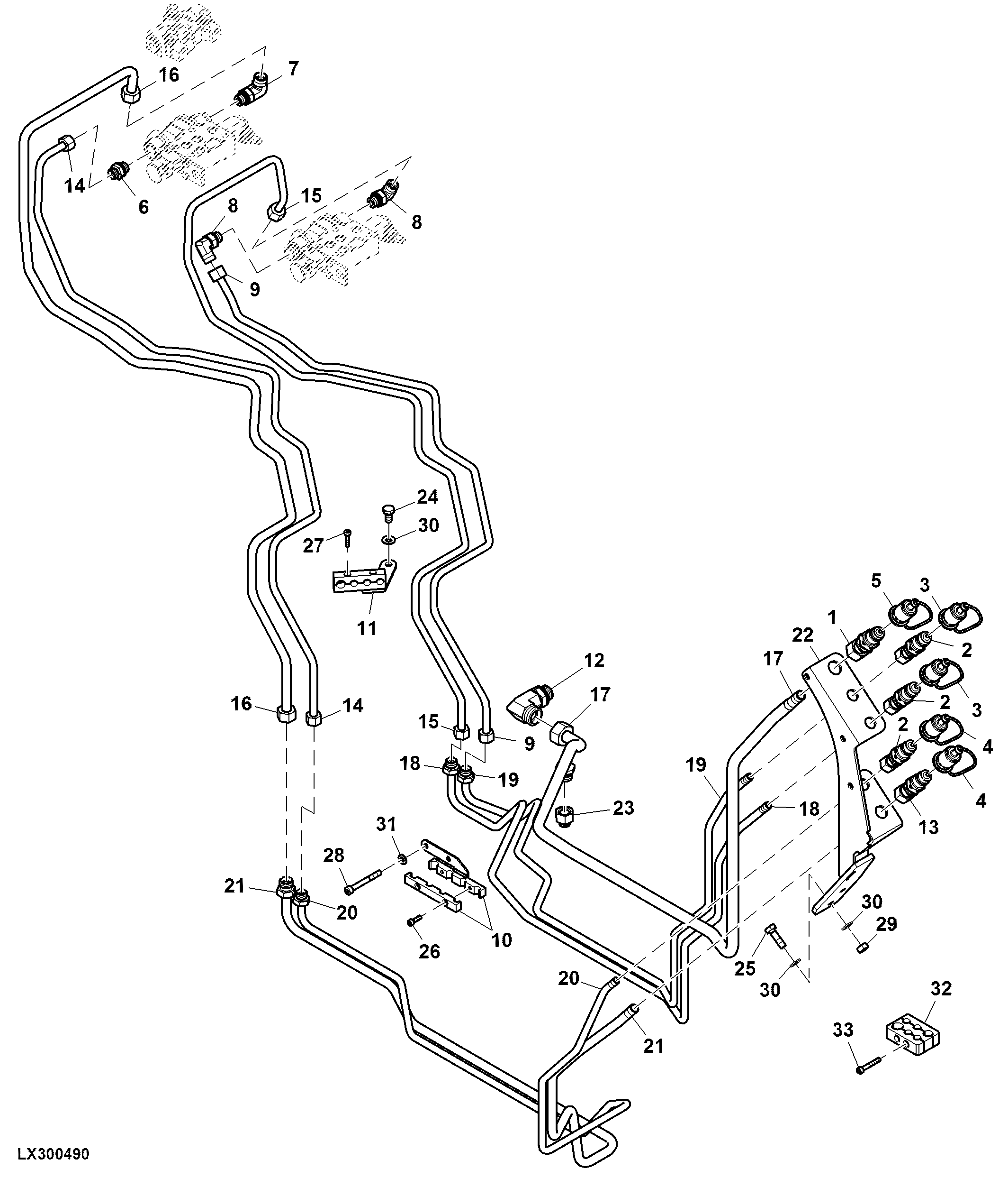 Oil Lines / Fittings, Side Couplers, RH, Cab