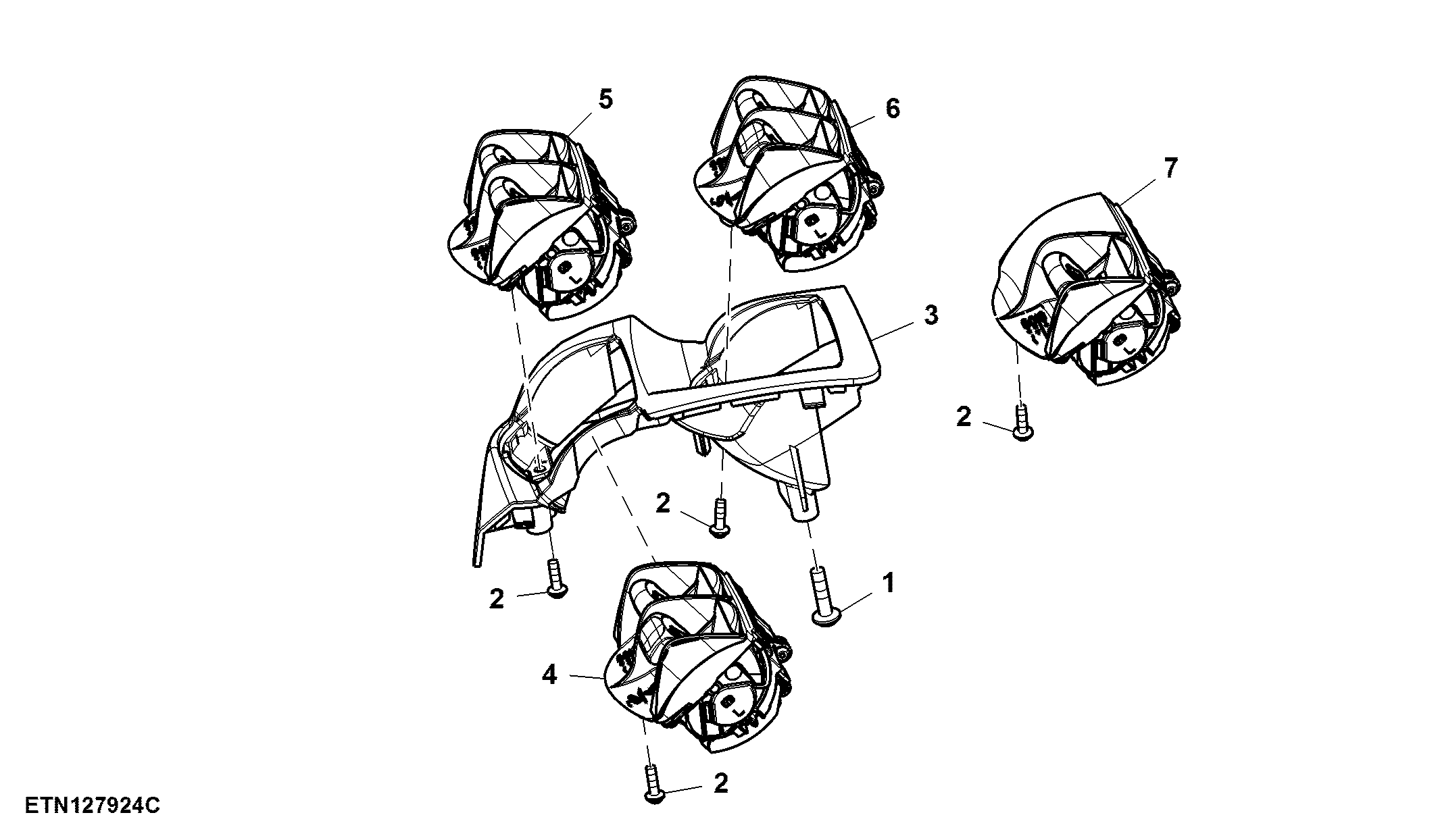 Control, Rear Hitch, 4 Rear SCV and 1 Mid Stack SCV, W/O Joystick, W/ Front Hitch, CommandARM™, W/ CommandPRO™