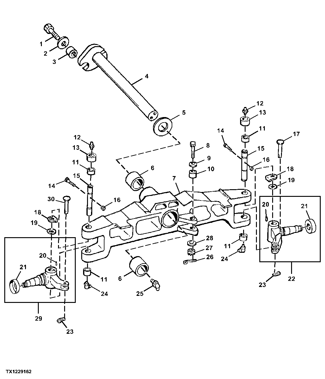 Front Axle, Spindle, and Knuckle Assembly without MFWD ( - 911131)