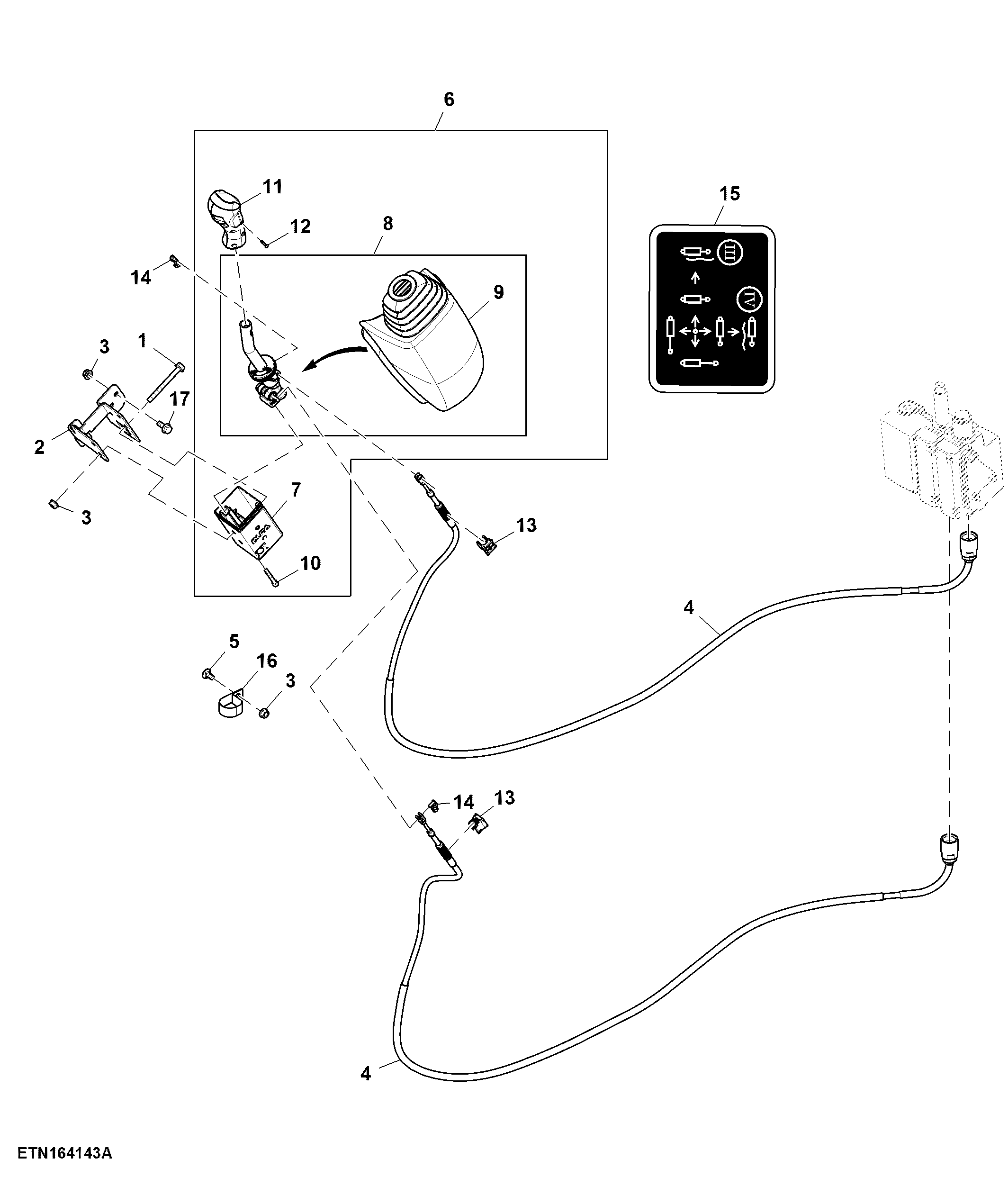 Multi Function Lever, Mechanical SCV, W/ 2-Functions, CommandQuad™, W/ Electrical Reverser Control