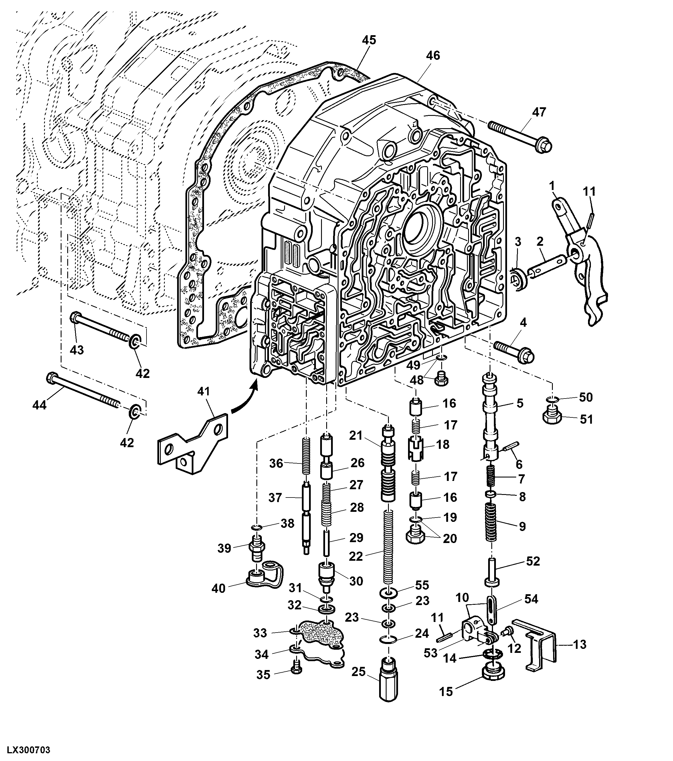 Transmission Front Cover (With Mechanical Reverser Control)
