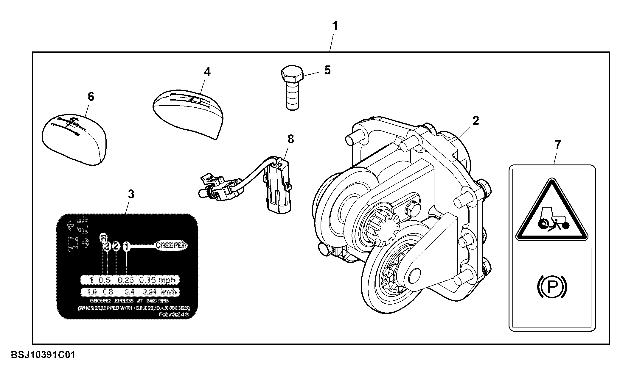Attachment, Creeper Assembly W/ Neutral Start Switch, Cab