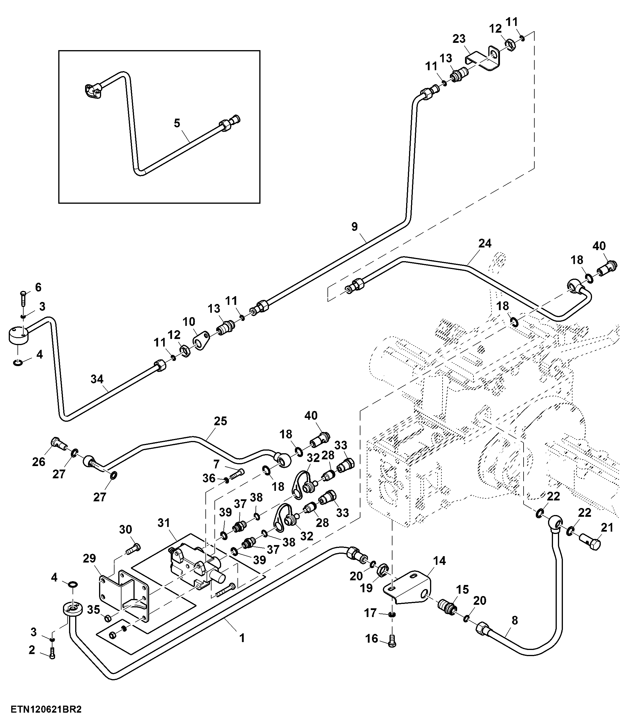 Single Selective Control Valve and Oil Lines, 8X2 Transmission ( - 618312)