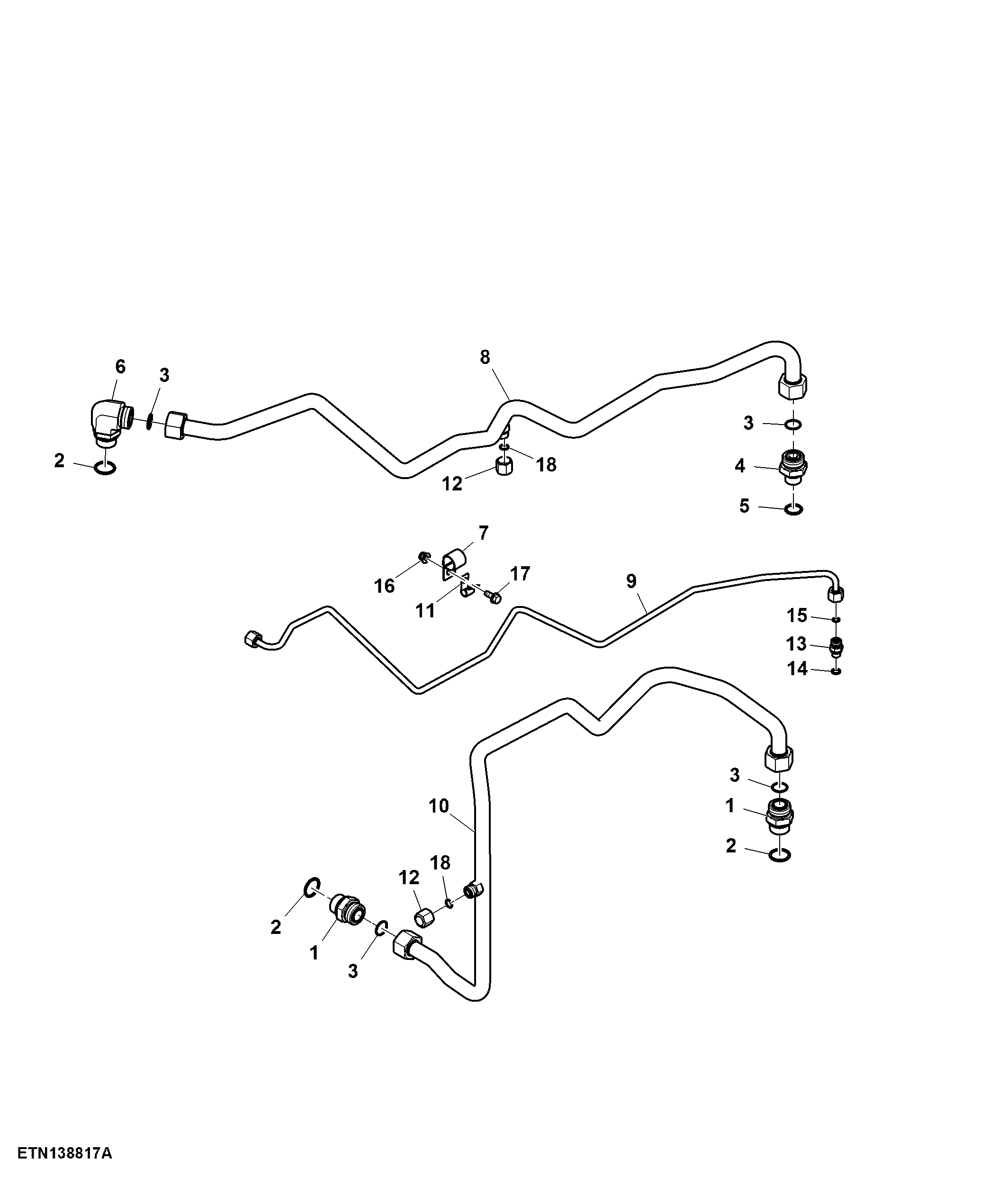 Oil Lines, Mid SCV, Electro-Hydraulic, PFC Hydraulics