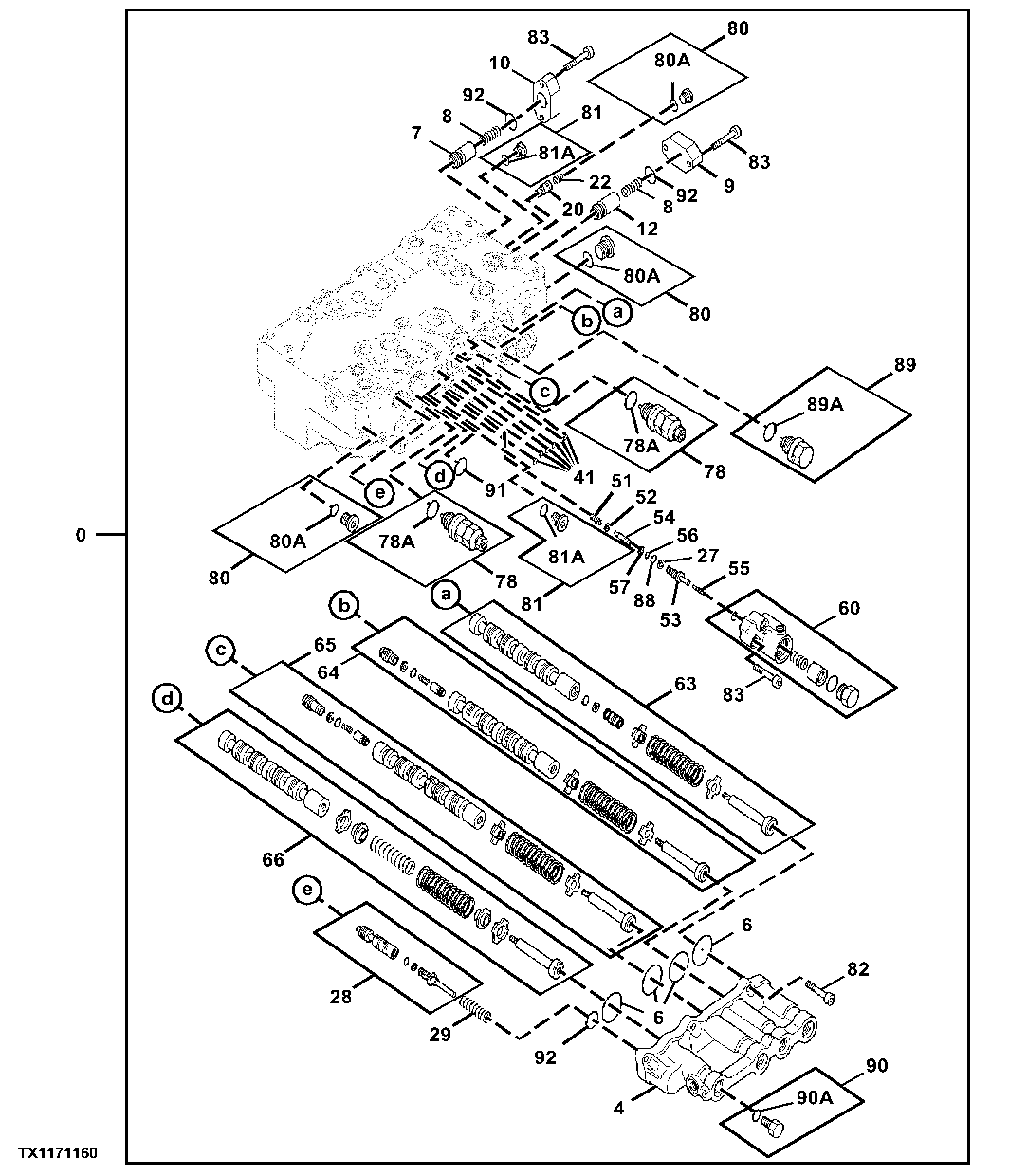 Control Valve Body and Spools, 4 Spool Side