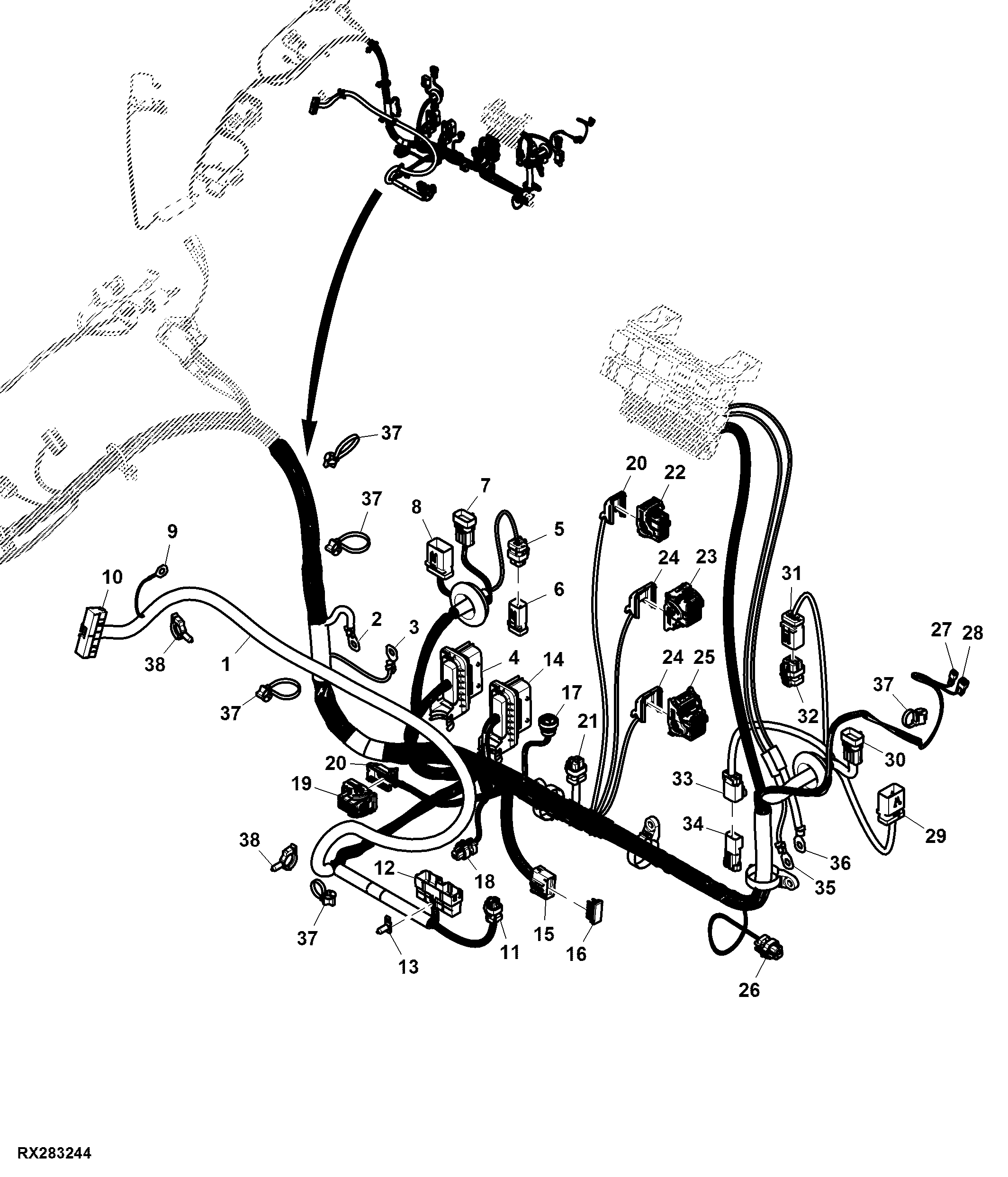 Cab Wiring Harness, Generation 4 CommandCenter™ 4100 Processor (2/3) (804101 - )