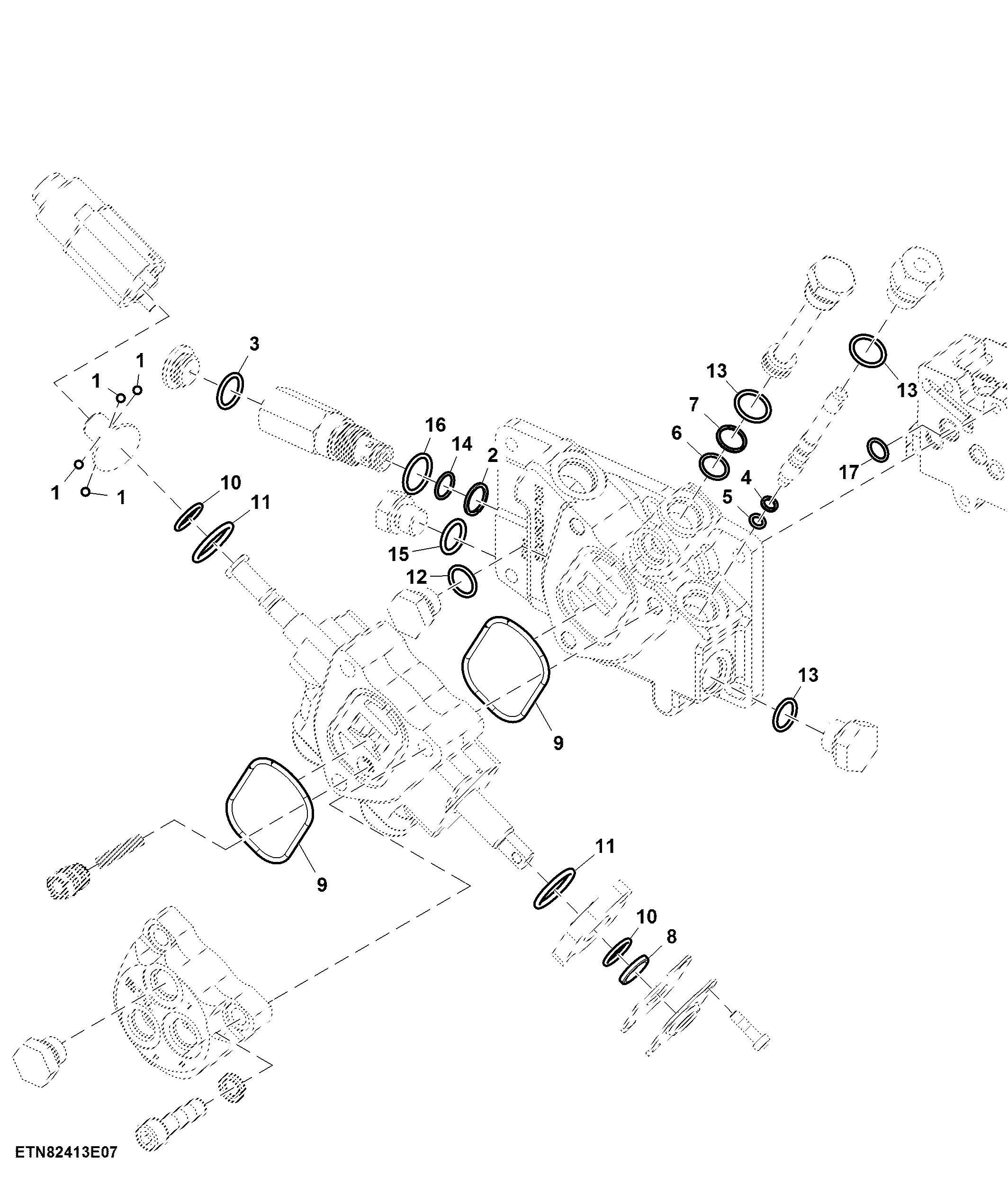 Seal Kit, Rockshaft Control Valve, W/O EQRL, W/ SCV, Reverse PTO