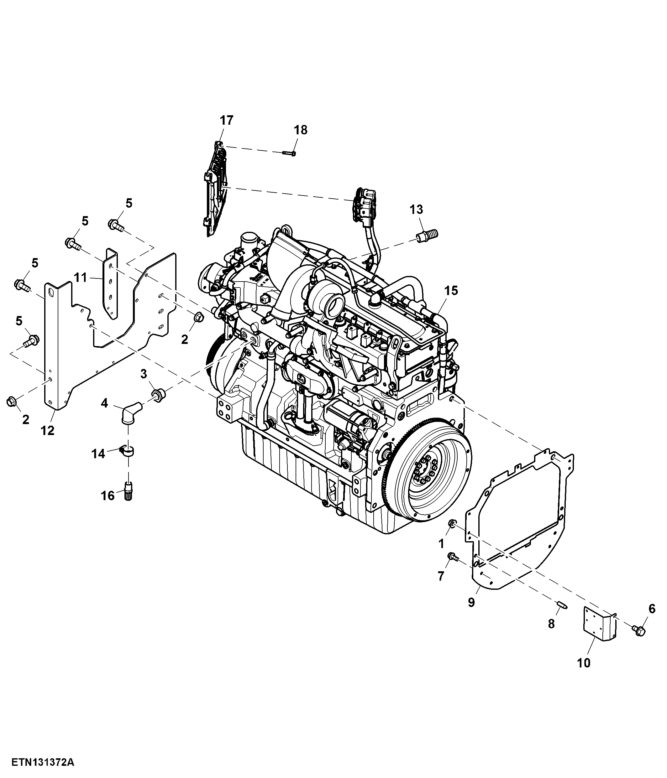 Diesel Engine W/ Engine Control Unit and Mounts, 9 L, Tier 3