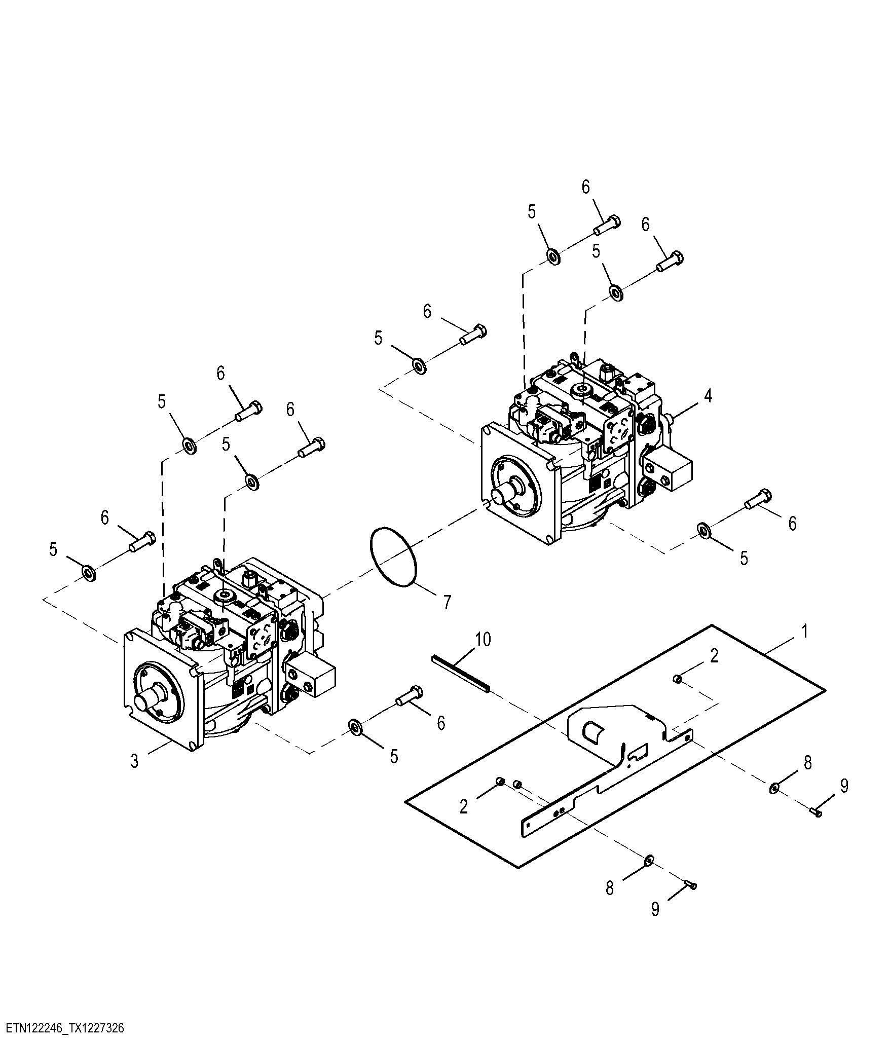 Hydrostatic Front and Rear Pumps, Outside Dozer (OSD)