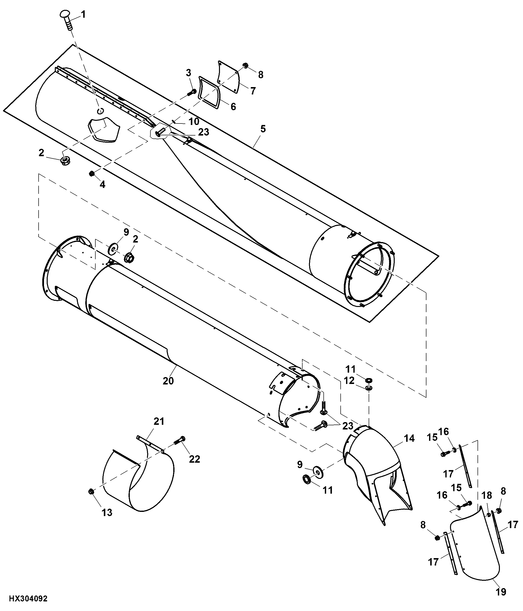 HORIZONTAL UNLOADING AUGER HOUSING (21.5 FT.) (EXPORT)