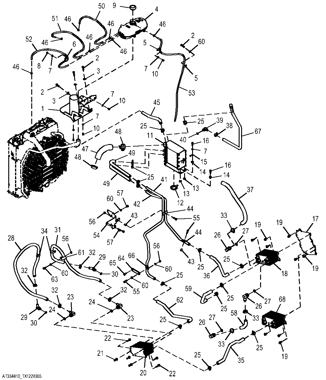 Cooling System Hoses and Fittings (Engine 4045HT054, 4045HL288-)