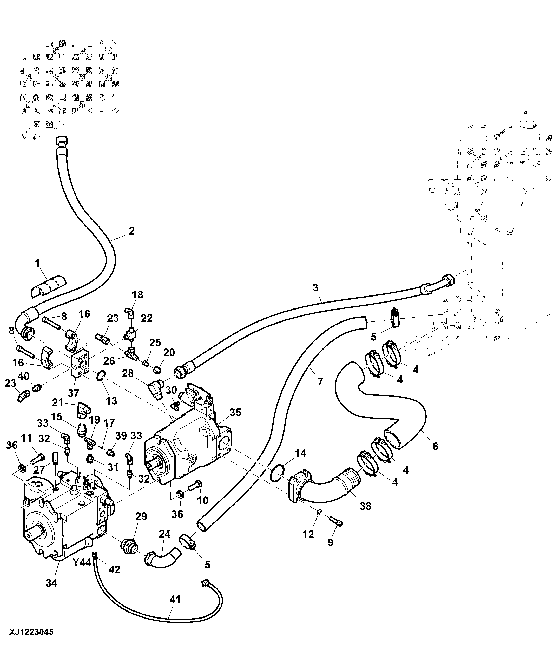 Hydraulic Drive Pump and Work Pump Mounting