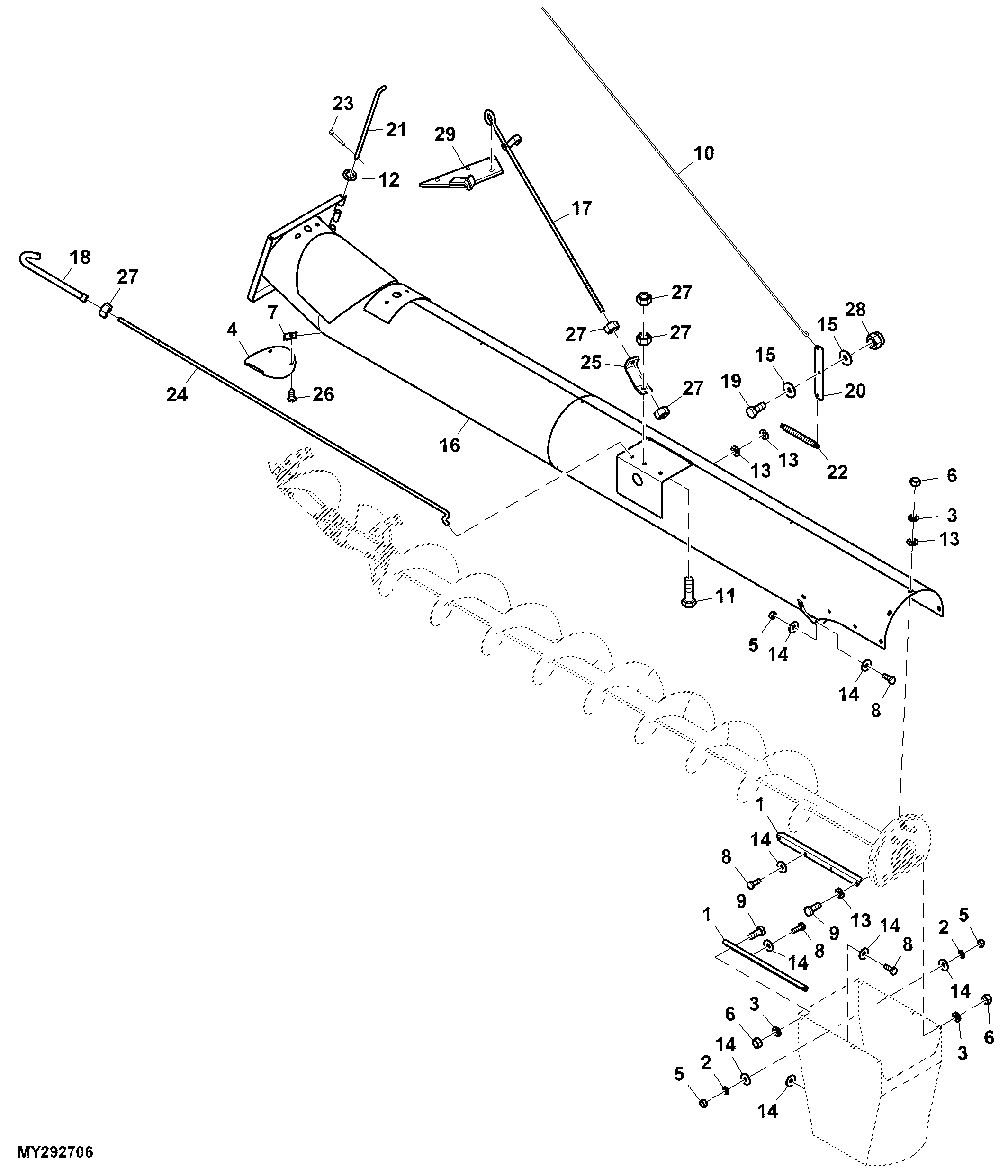 Unloading Auger Tube and Supporting Cable (020206 - )