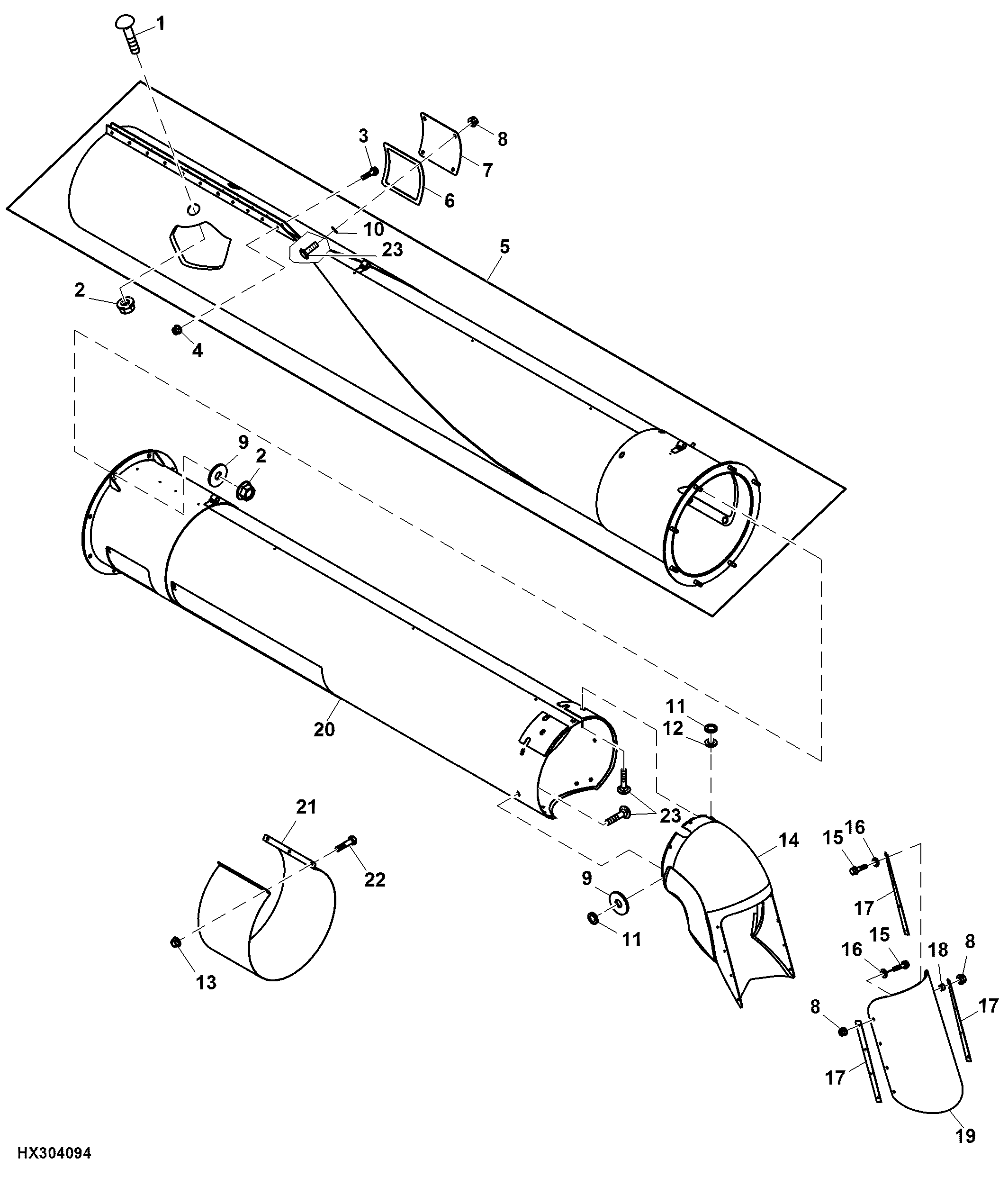 HORIZONTAL UNLOADING AUGER HOUSING (21.5 FT.) (EXPORT)
