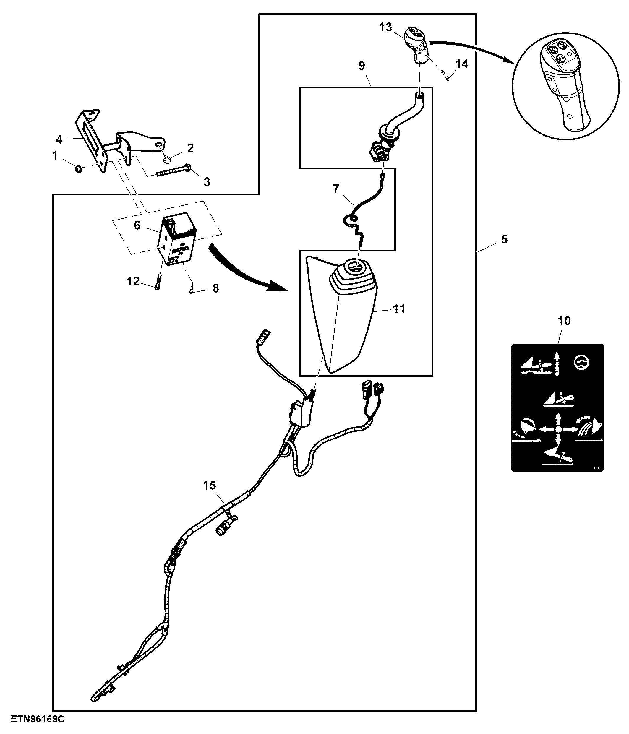 Multi Function Lever, Mechanical ICV, W/ 3-Functions, W/ Gear Shift Switches, W/ Loader Suspension Switch