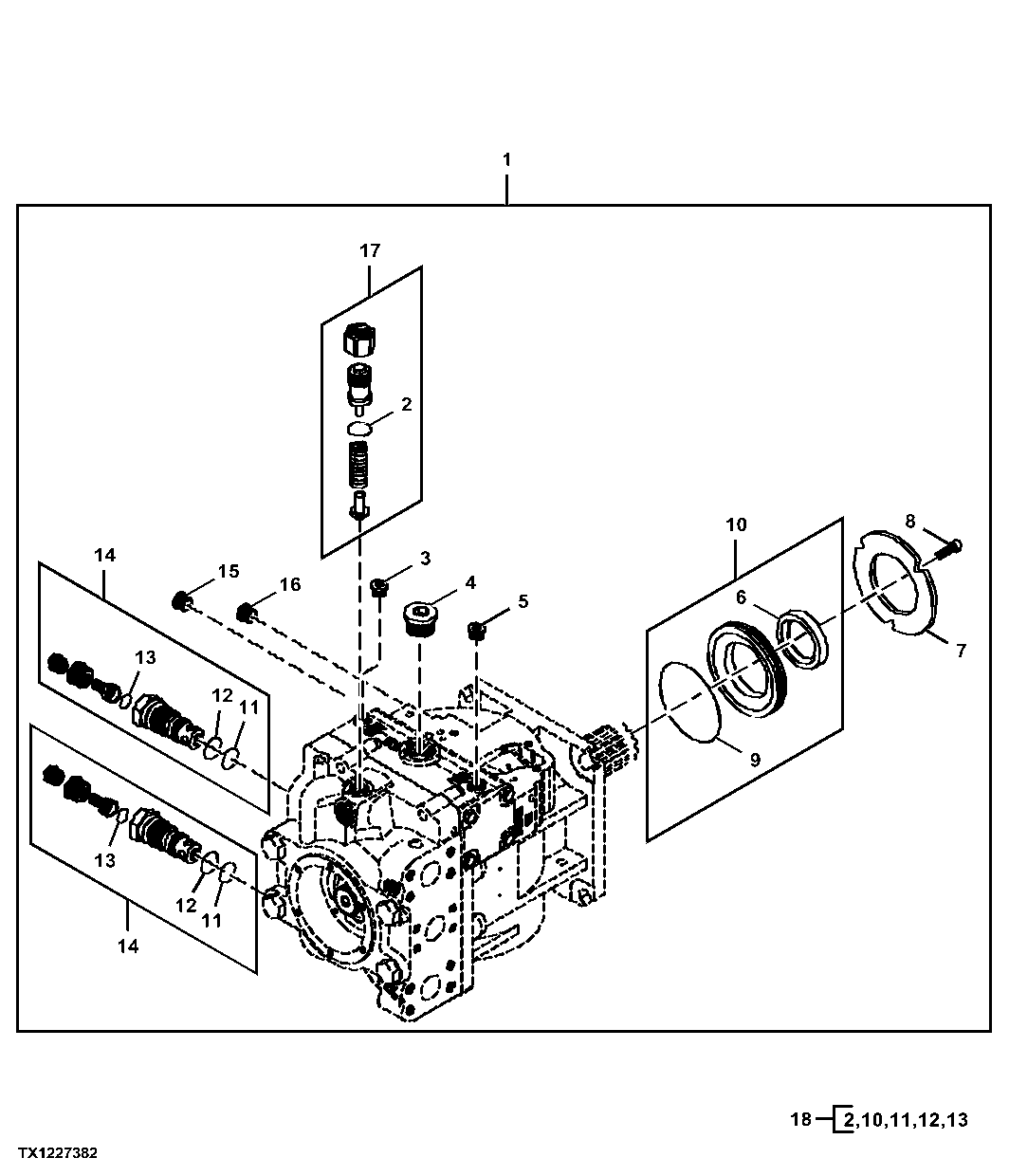 Hydrostatic Pump Fittings and Components, Outside Dozer (OSD)