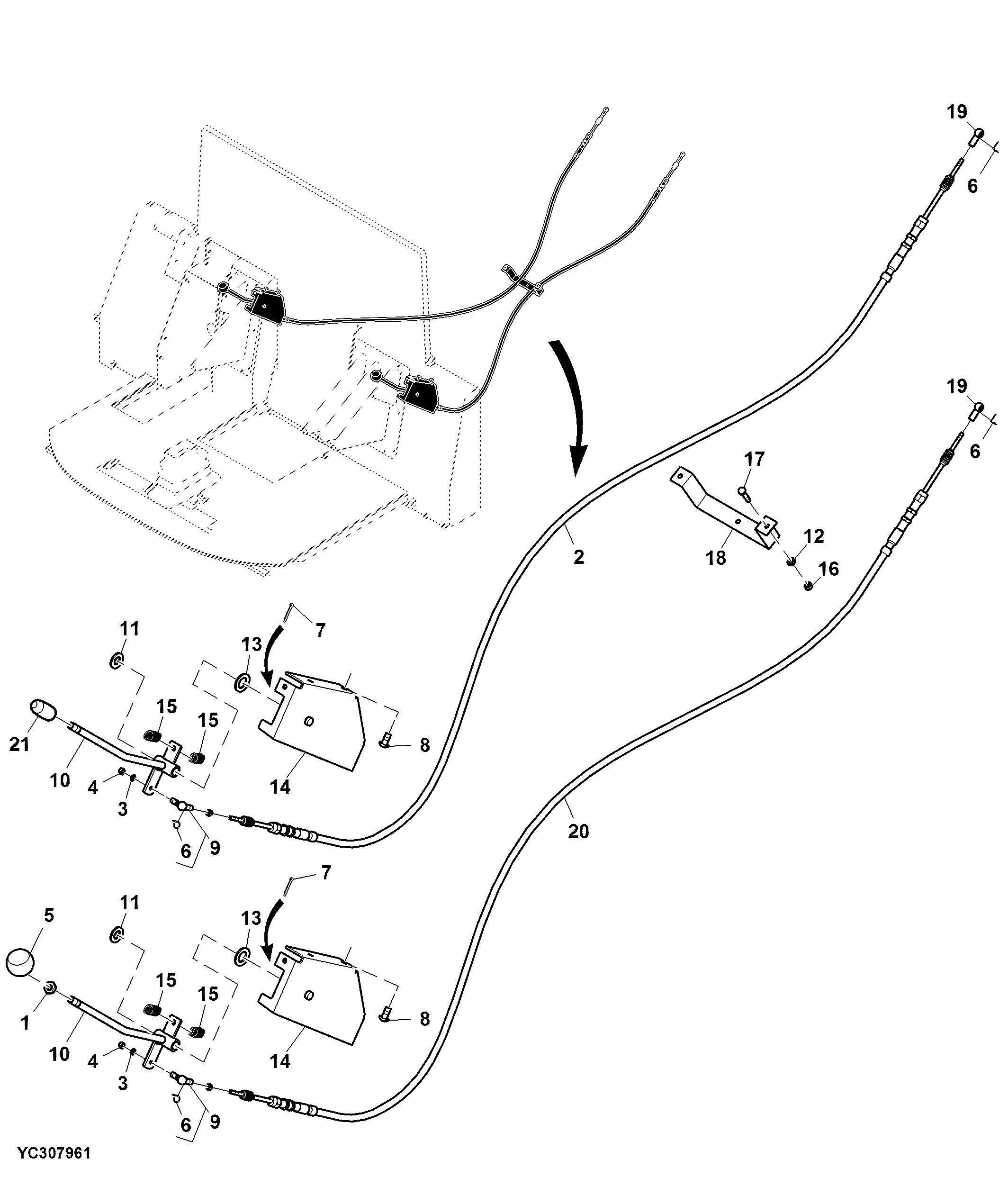 Control Linkage, Hydraulic Swing Unloading Auger ( - 030165)