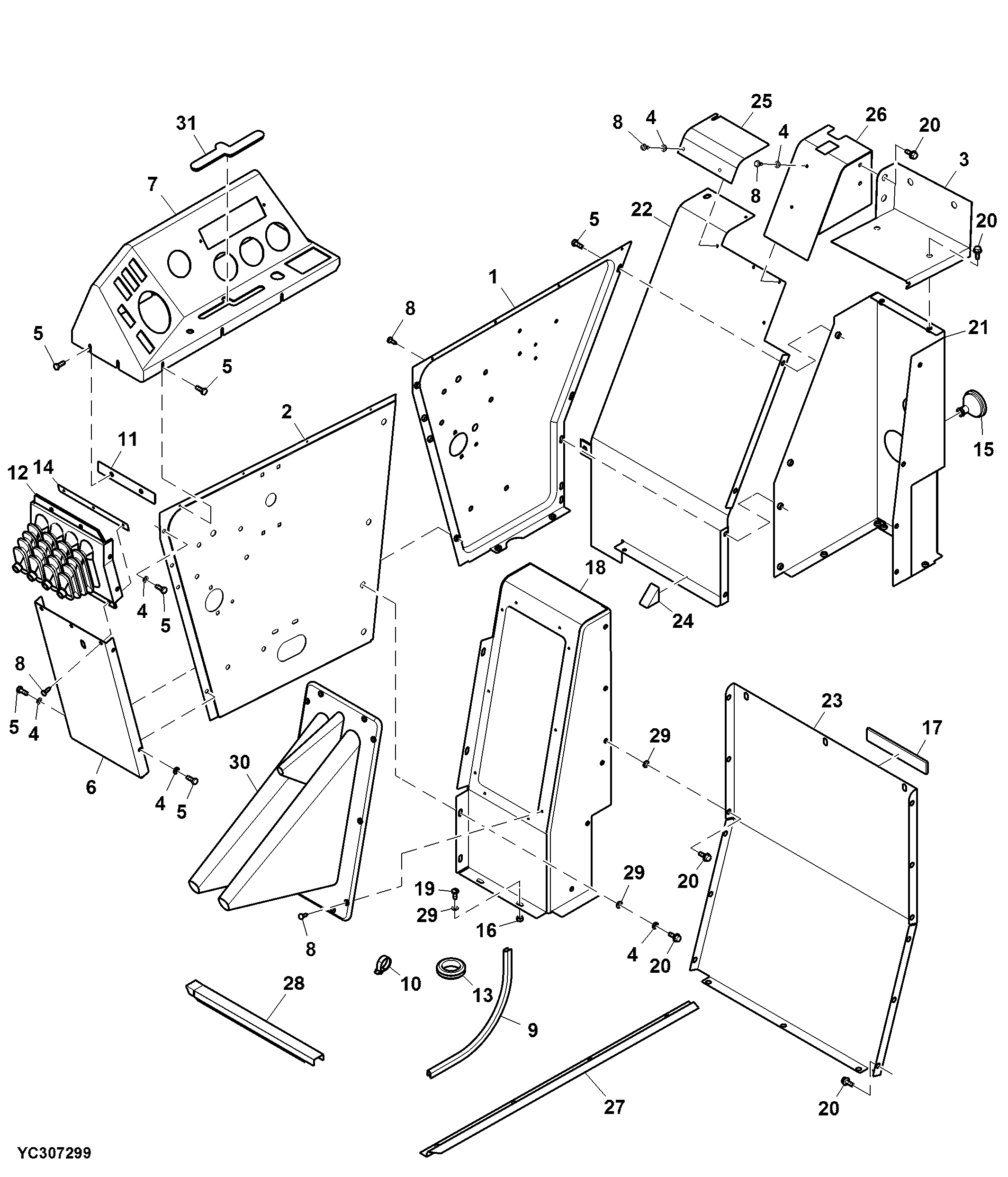 Shift Console, Covers, RH, Hydro Drive (Optional)