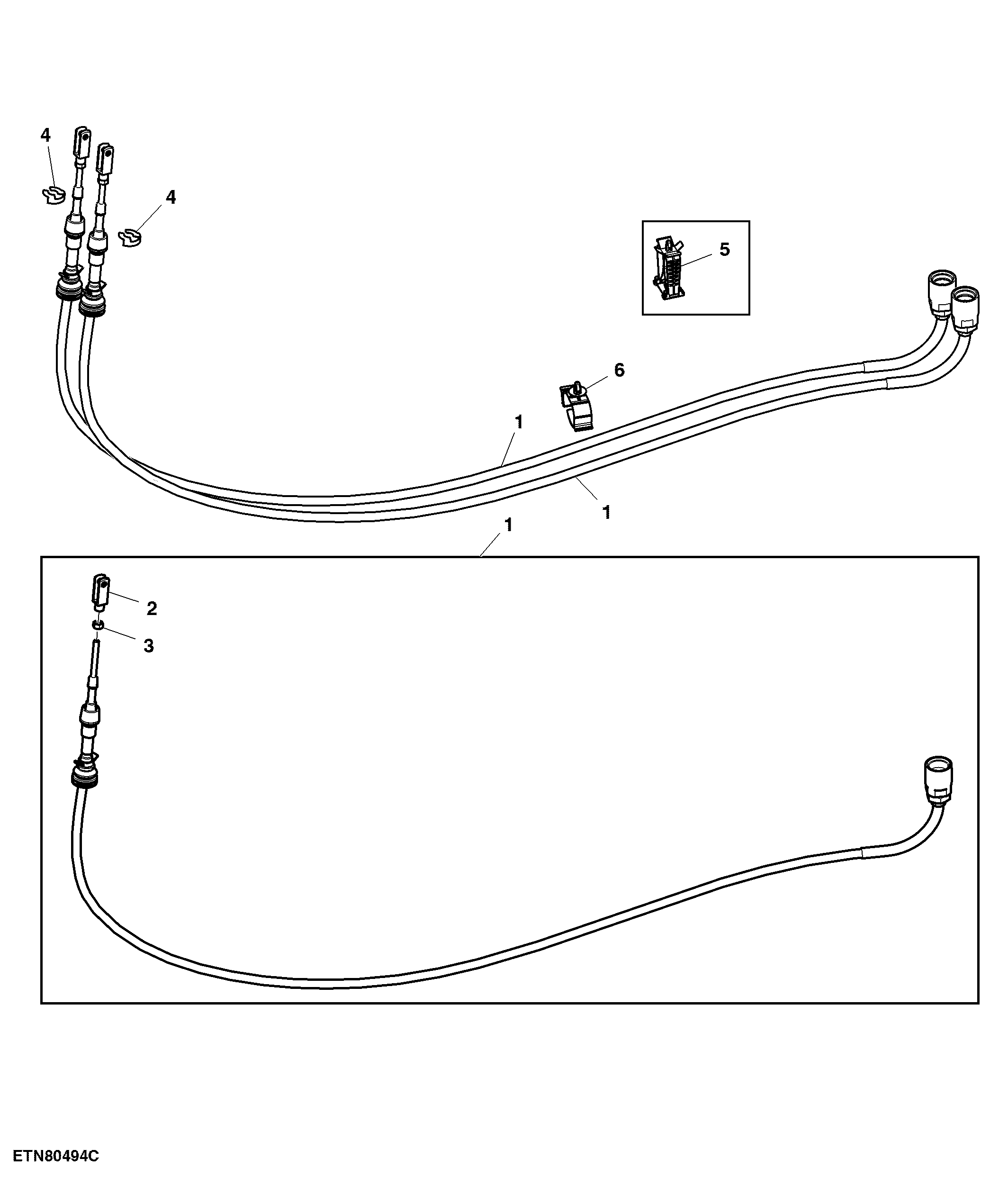 Cable, Lever, Selective Control Valve, 1st, 2nd