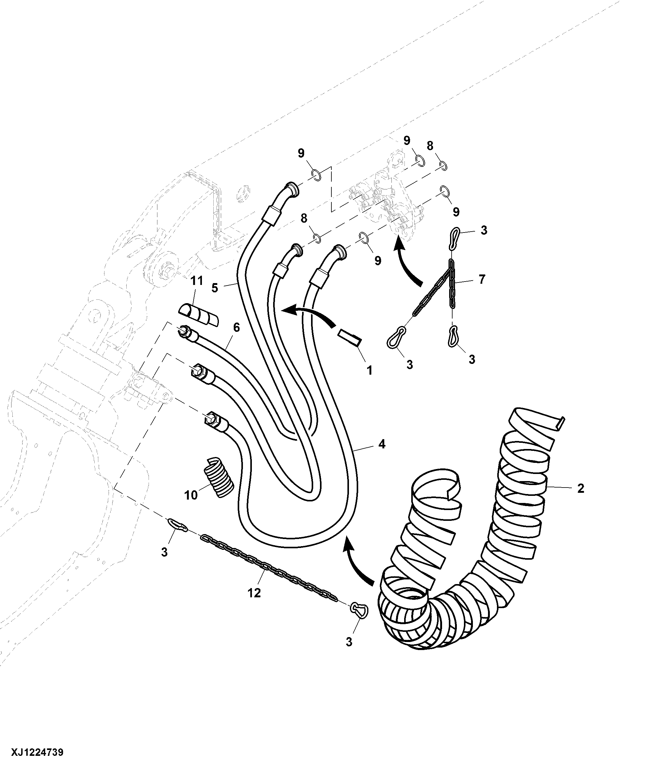 Hoses, Harvester Head, H480C W/ BBR, Through Junction Box
