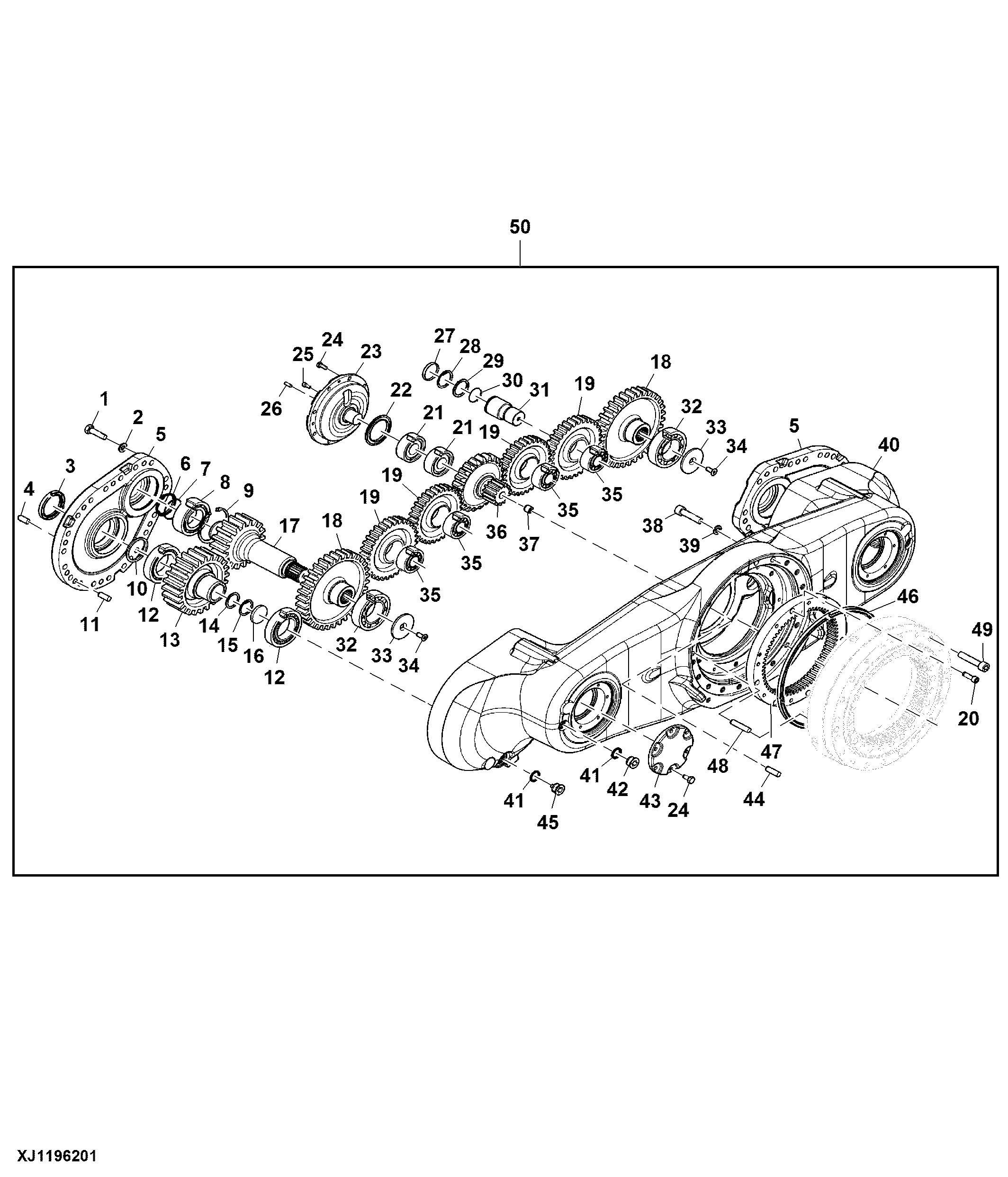 Bogie Assembly, Rear Axle LOK 162 ( - 001508)