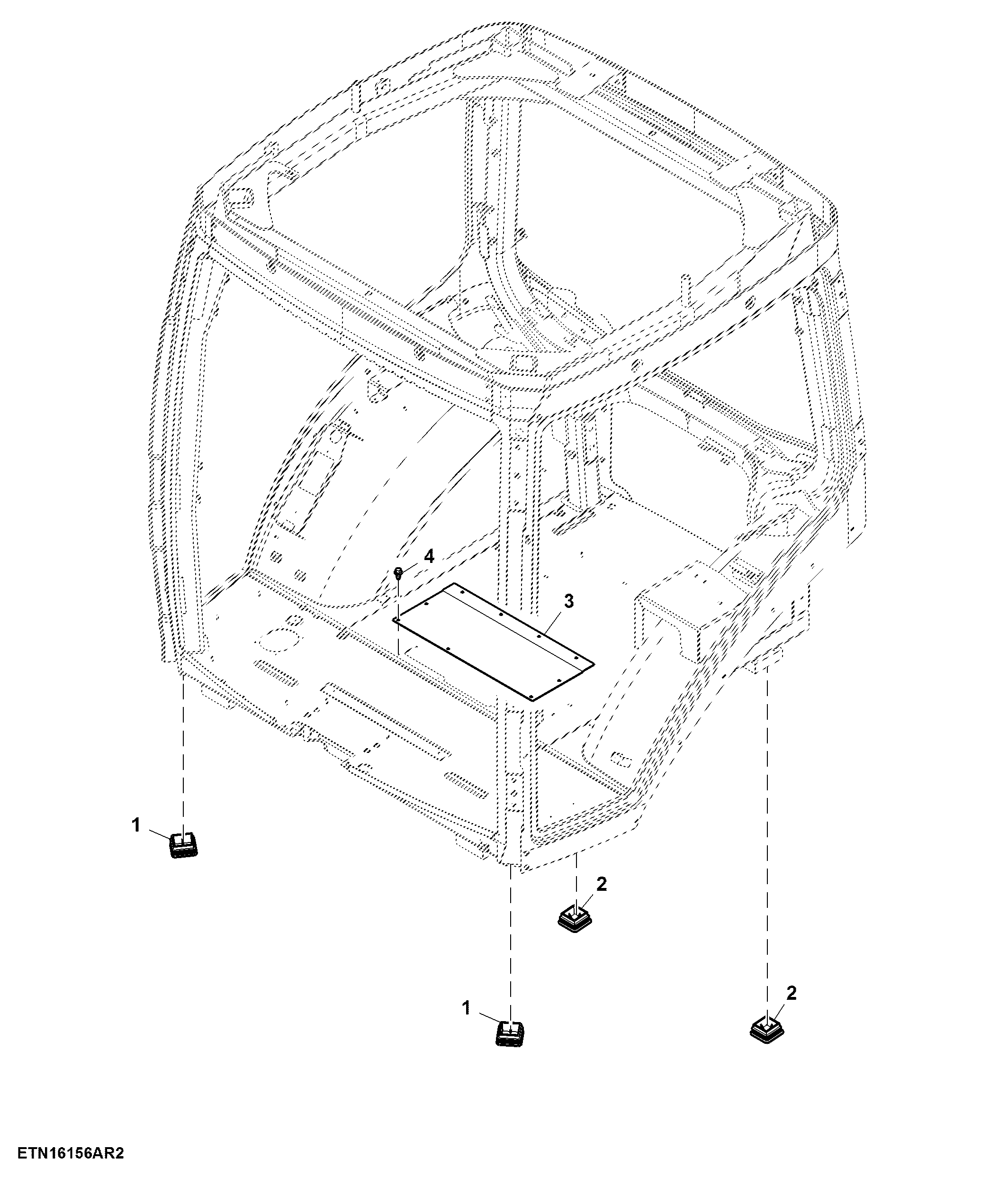 Mounting Plate, W/O Active Seat™ and Pipe Plug, ROPS Post