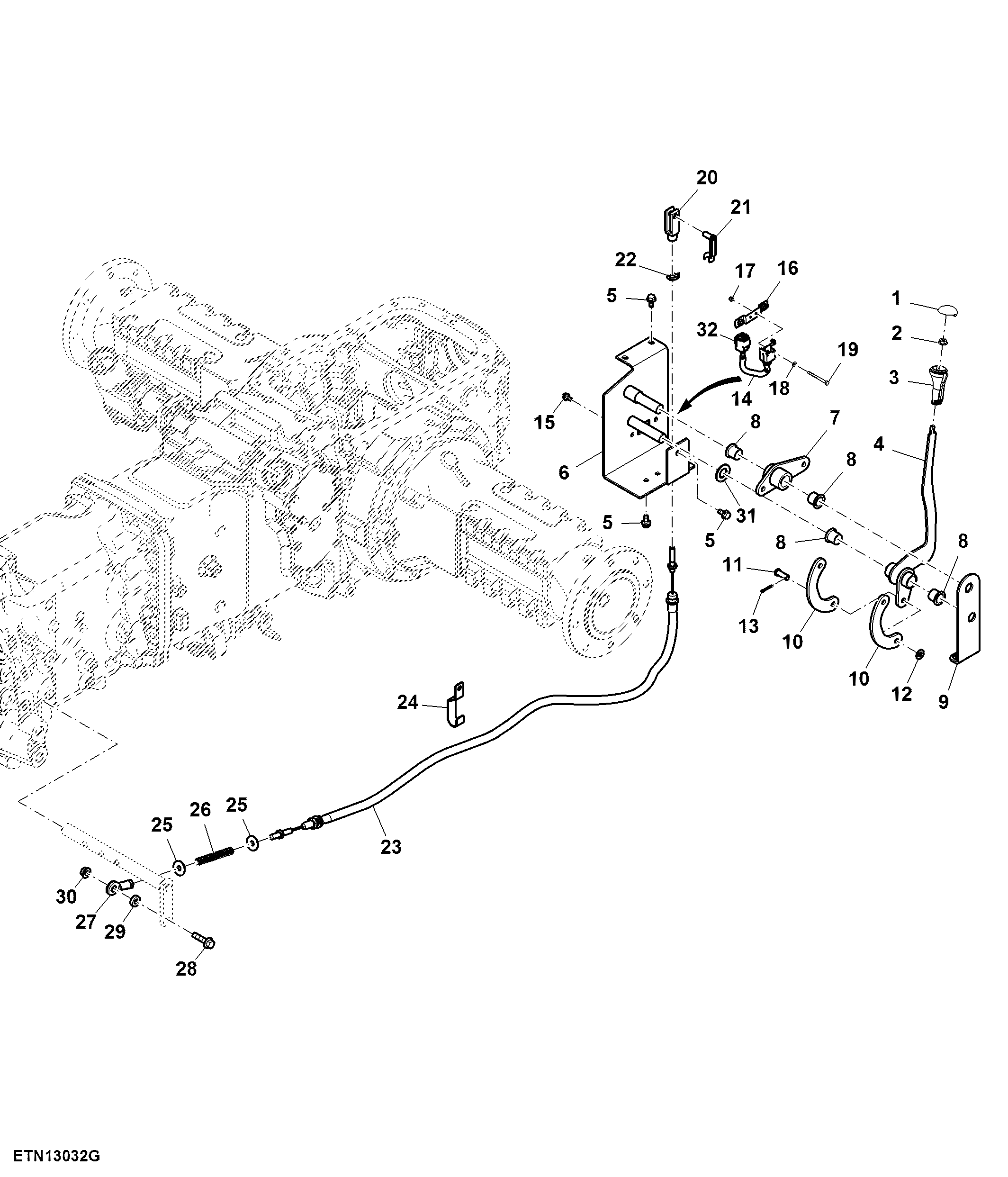 Rear PTO Lever And Linkage, SyncShuttle™, IOOS