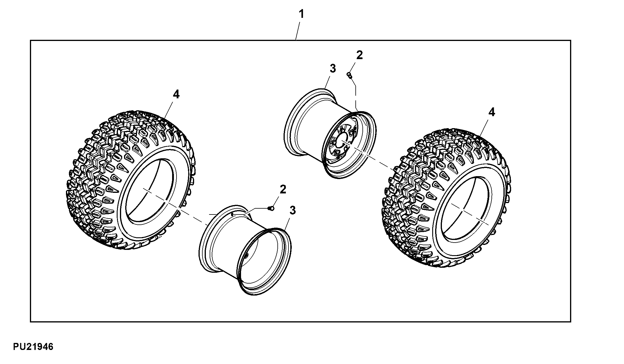 Rear Wheel and Tire Kit, 4WS, Heavy Duty All Purpose