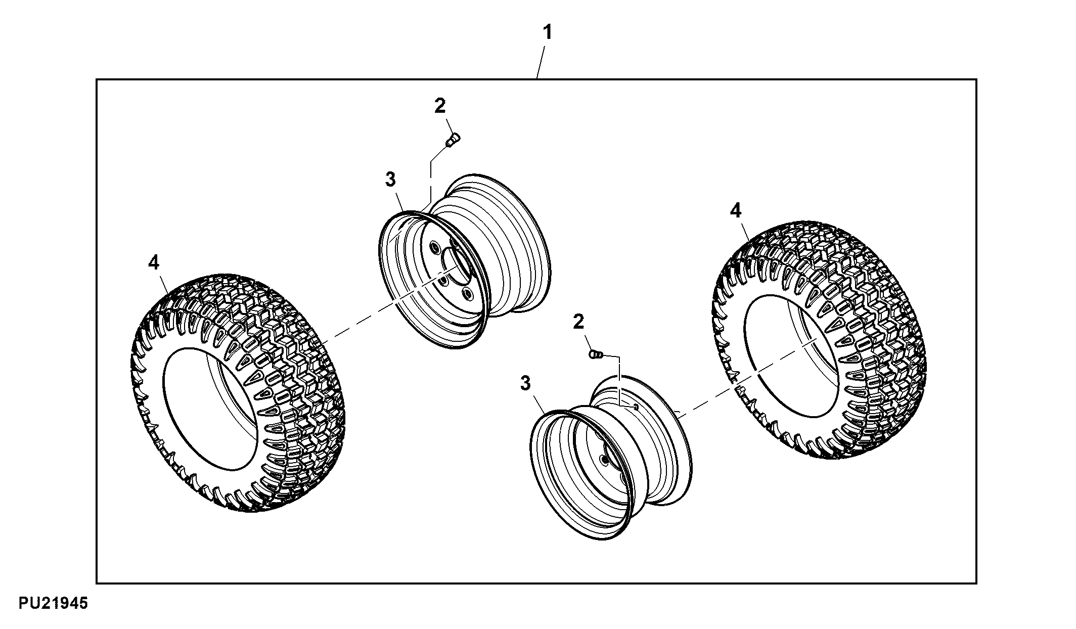 Front Wheel and Tire Kit, 4WD, Heavy Duty All Purpose