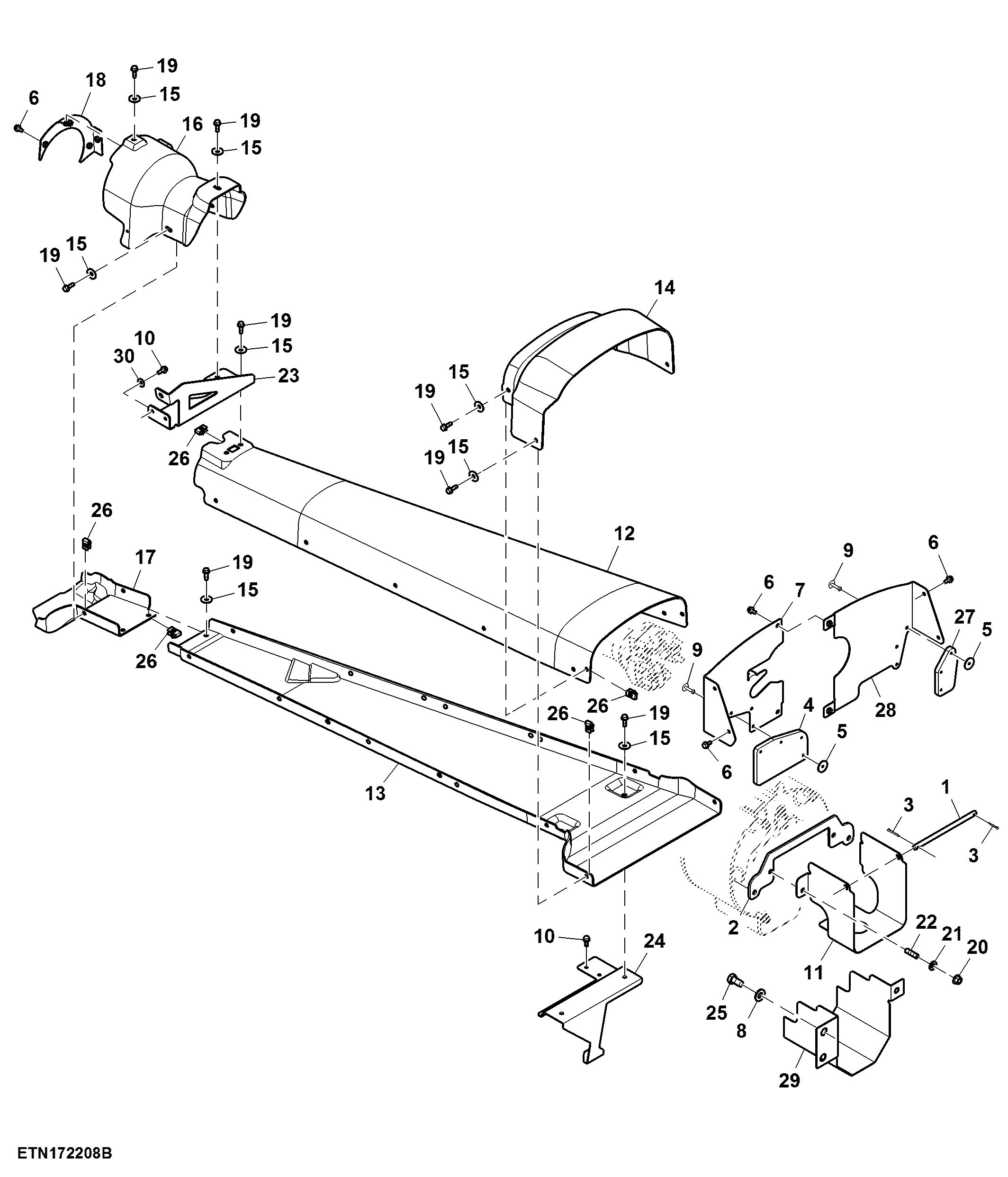 Shield, Rear PTO-Type 3, Hitch W/ Quick Coupler (801465 - )
