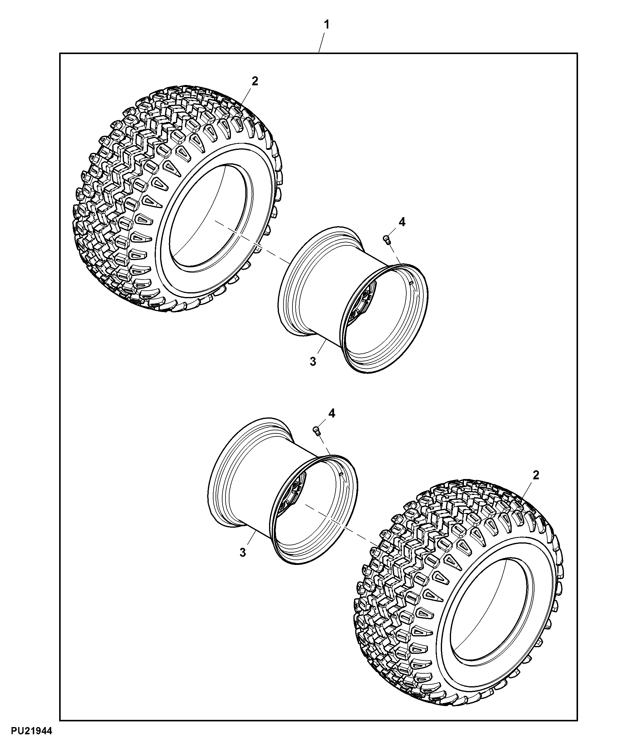 Rear Wheel and Tire Kit, Heavy Duty All Purpose