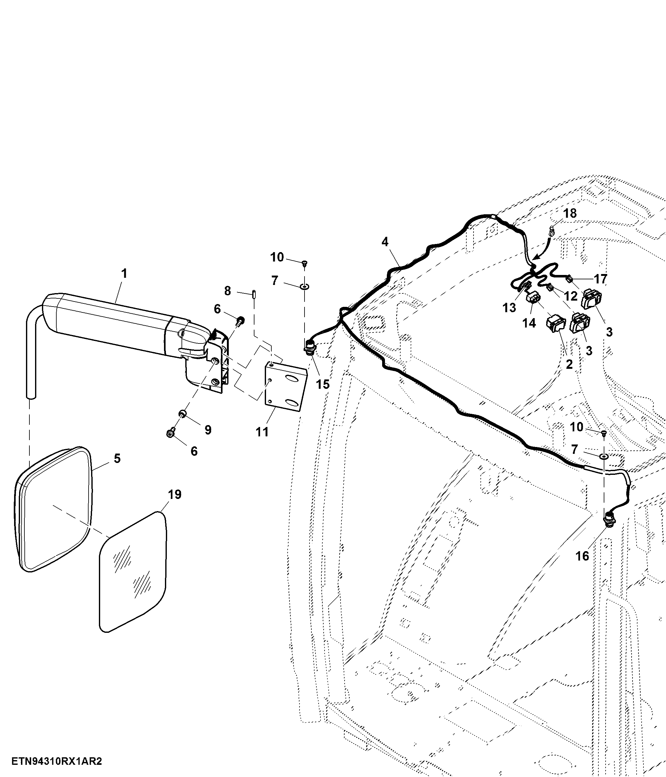 Mounting Parts, Deluxe Mirror, RH ( - 802508)