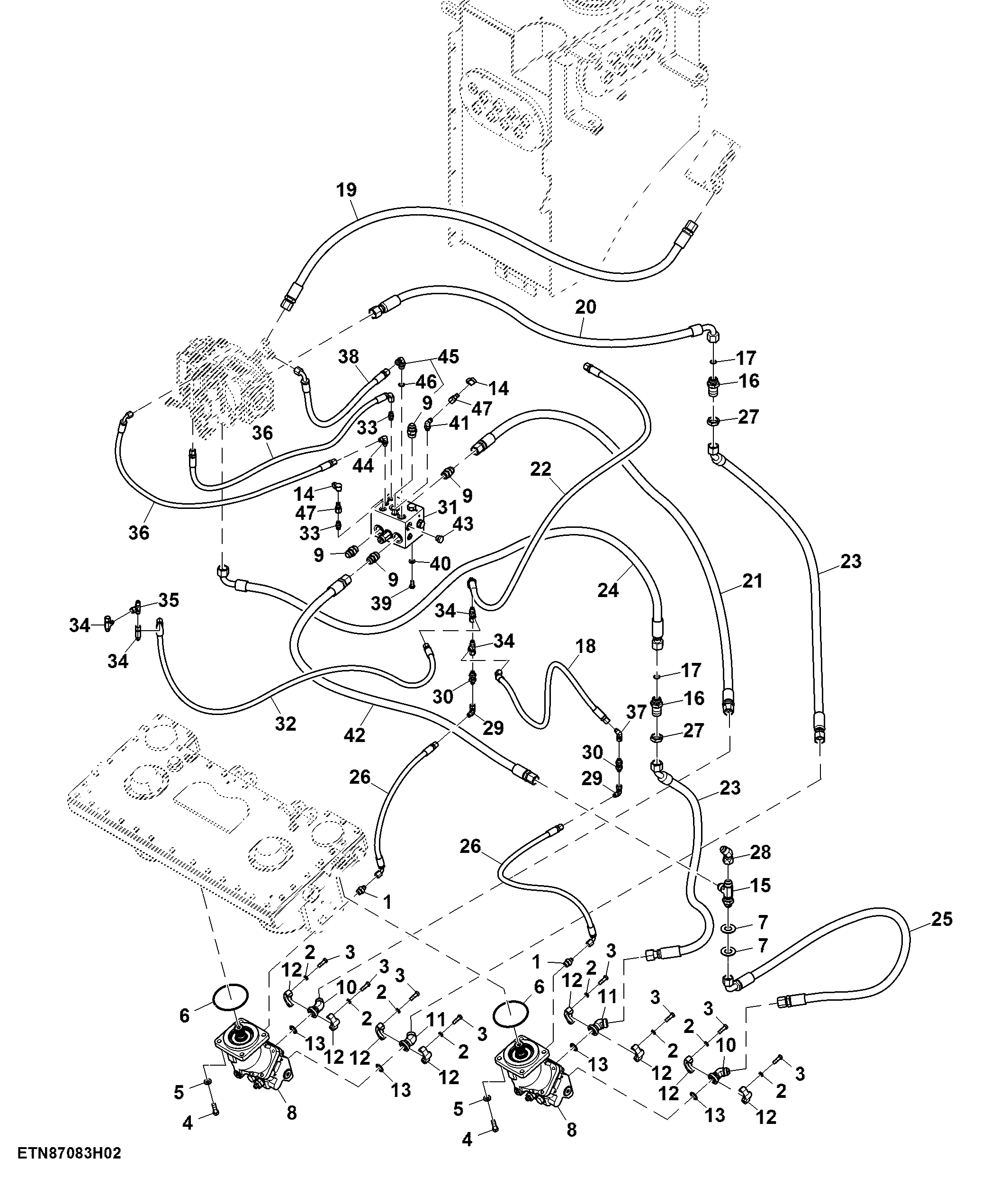 Base Cutter Feed Motor and Bypass Control Valve Lines