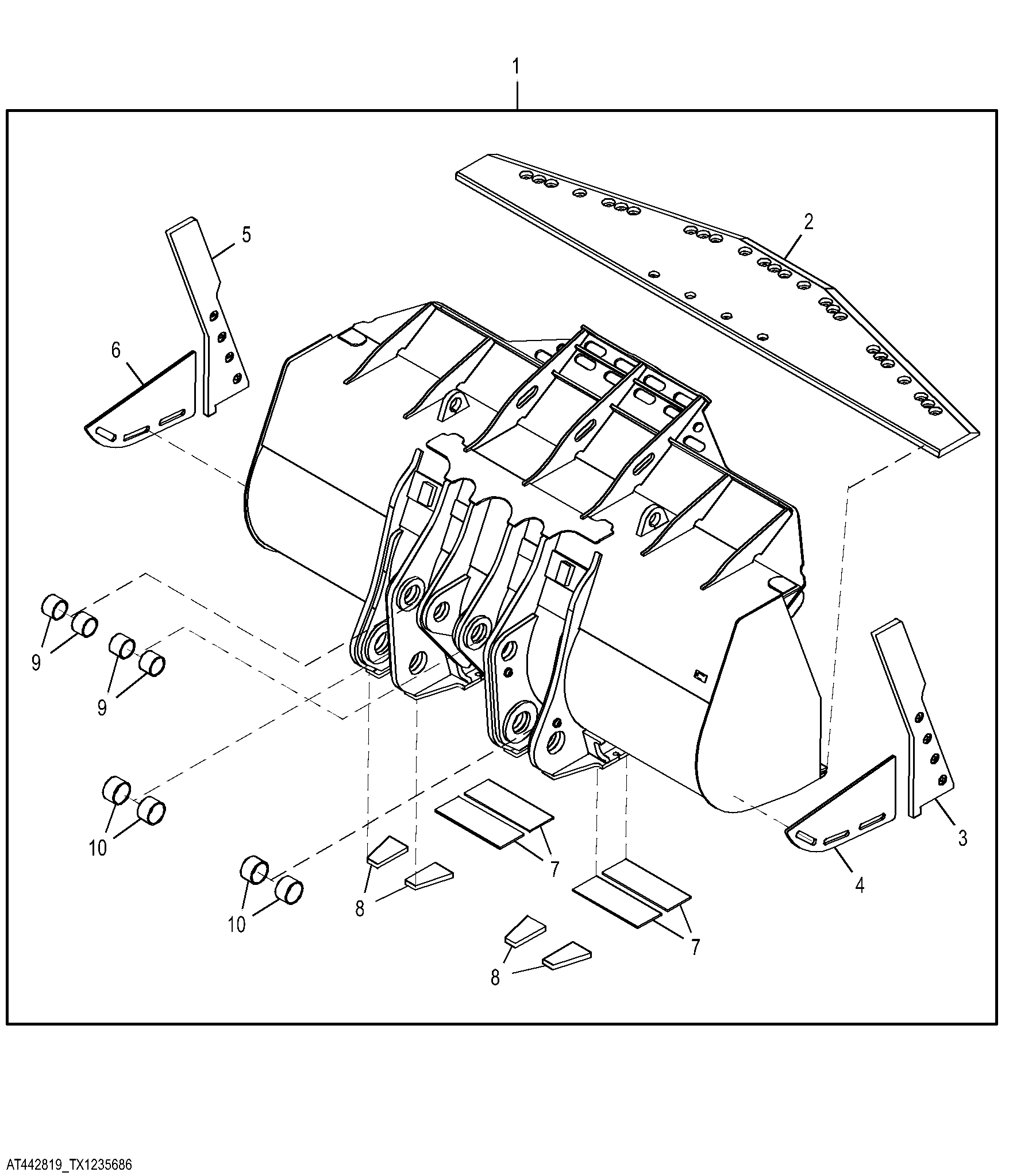 Spade Nose Rock Bucket Without Teeth 6.88 m³ (9.0 yd³)