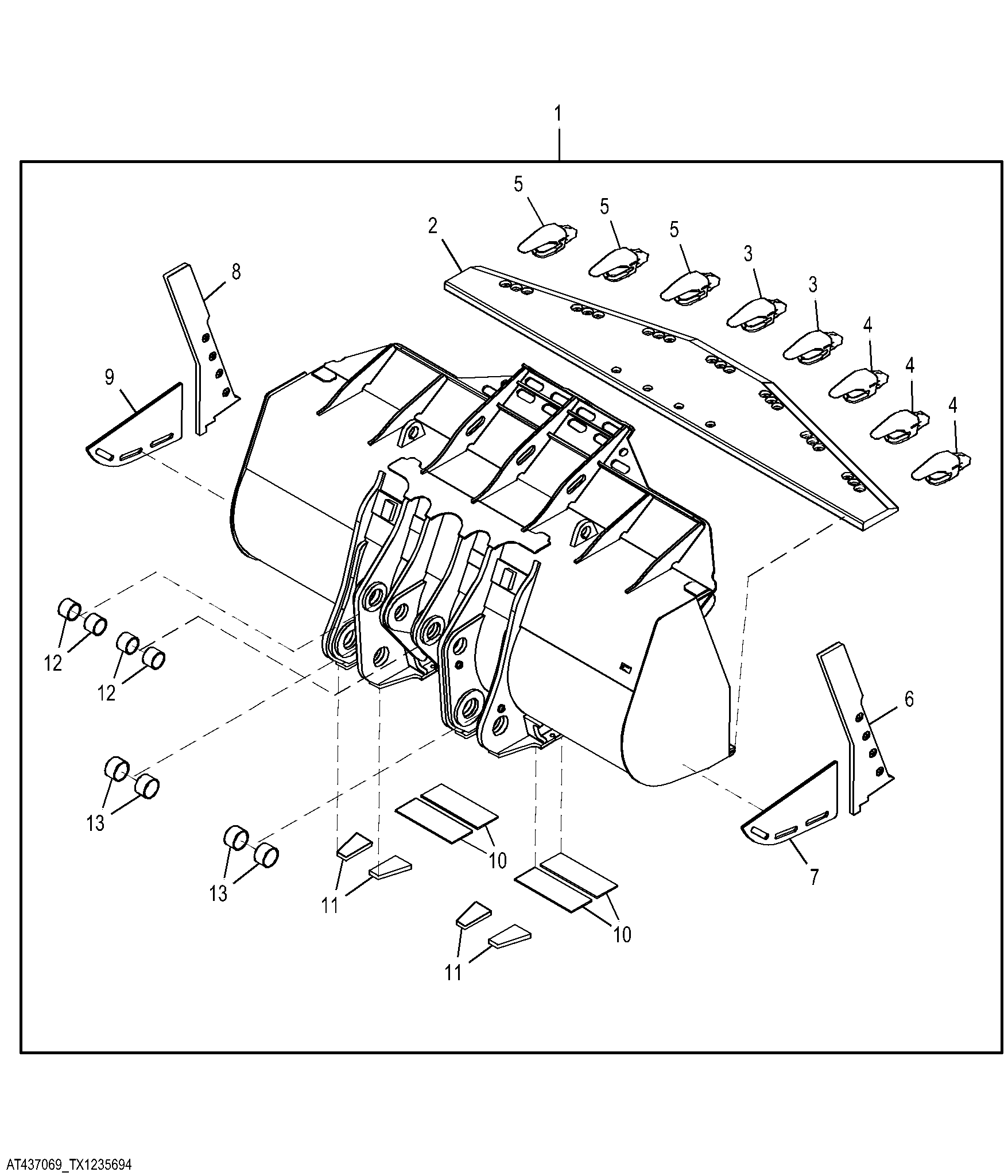Spade Nose Rock Bucket with Teeth 6.88 m³ (9.0 yd³)