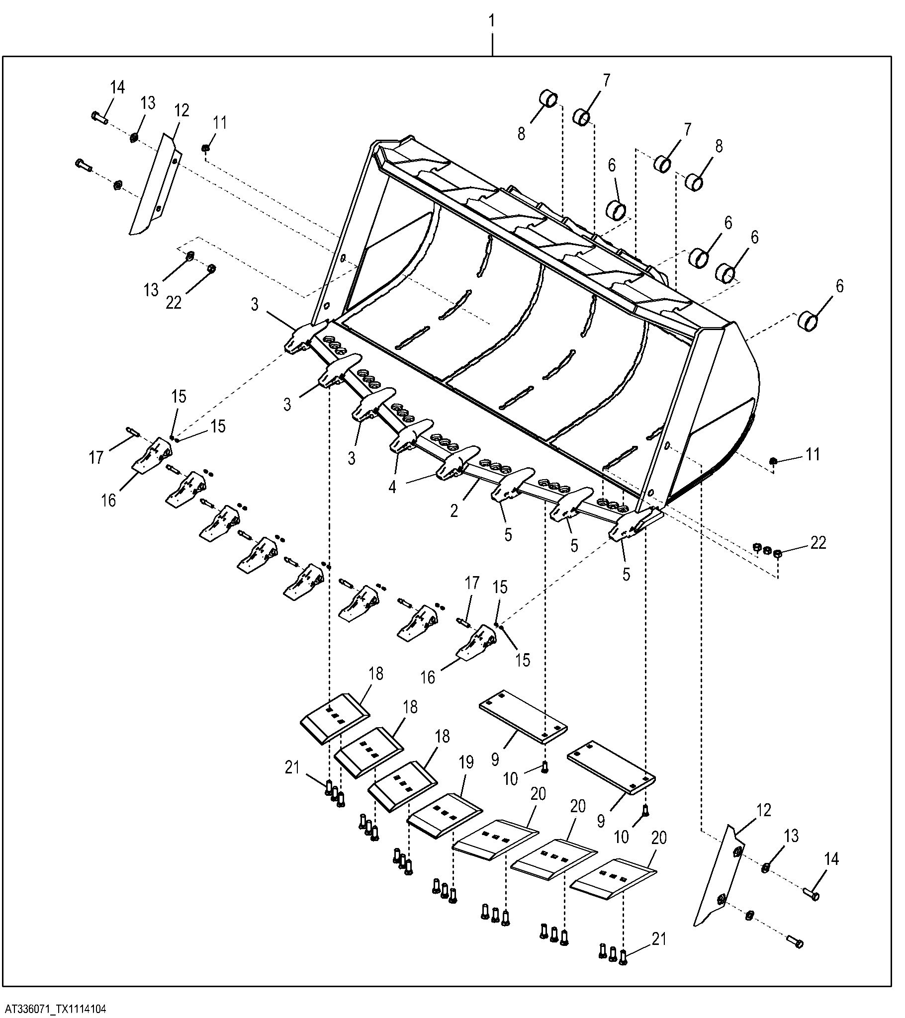 Spade Nose Rock Bucket with Bucket Teeth, 4.6 m³ (6.25 yd³) Kit