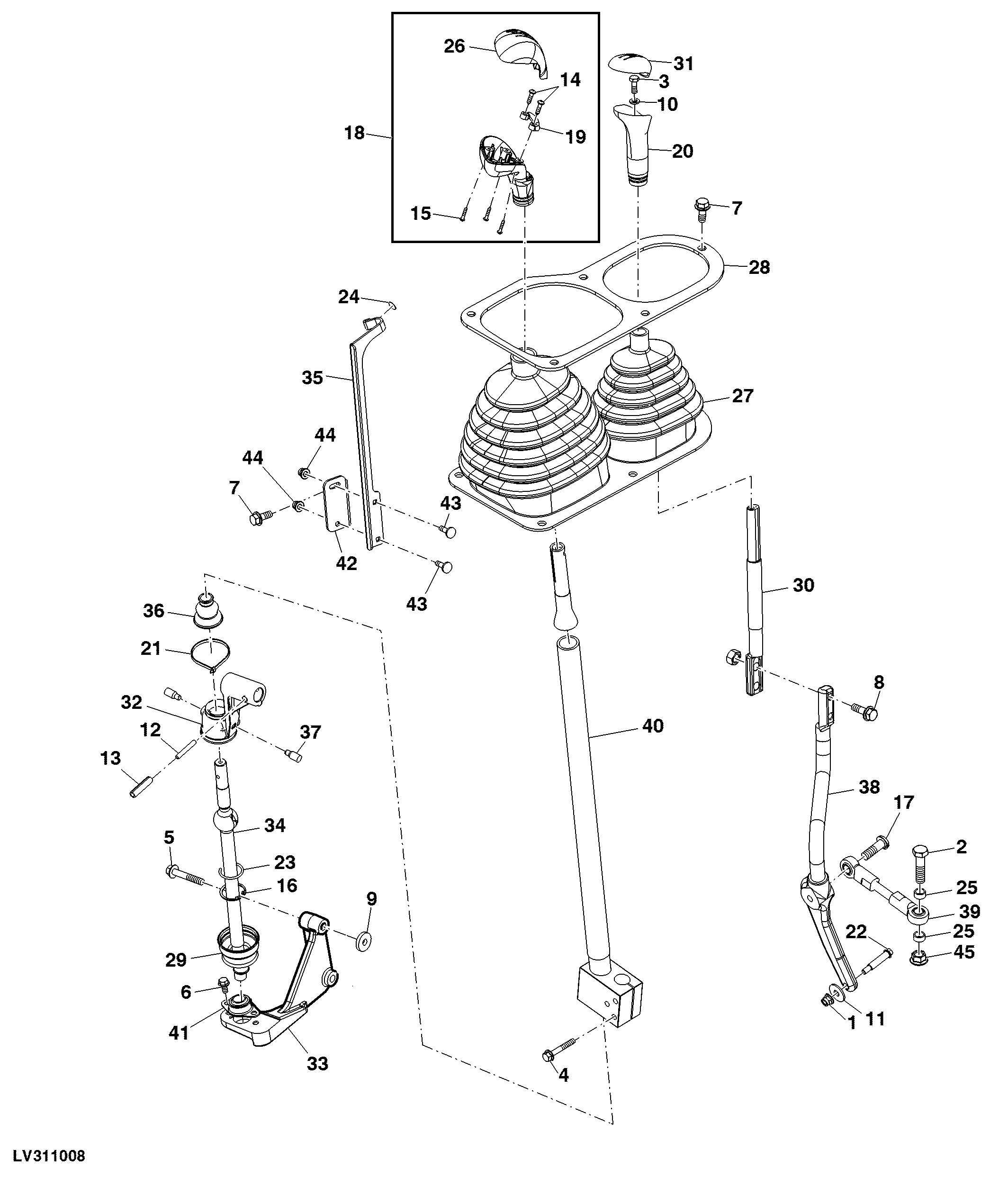 RANGE AND GEAR SHIFT LEVER, PR/SR AND TSS, CAB