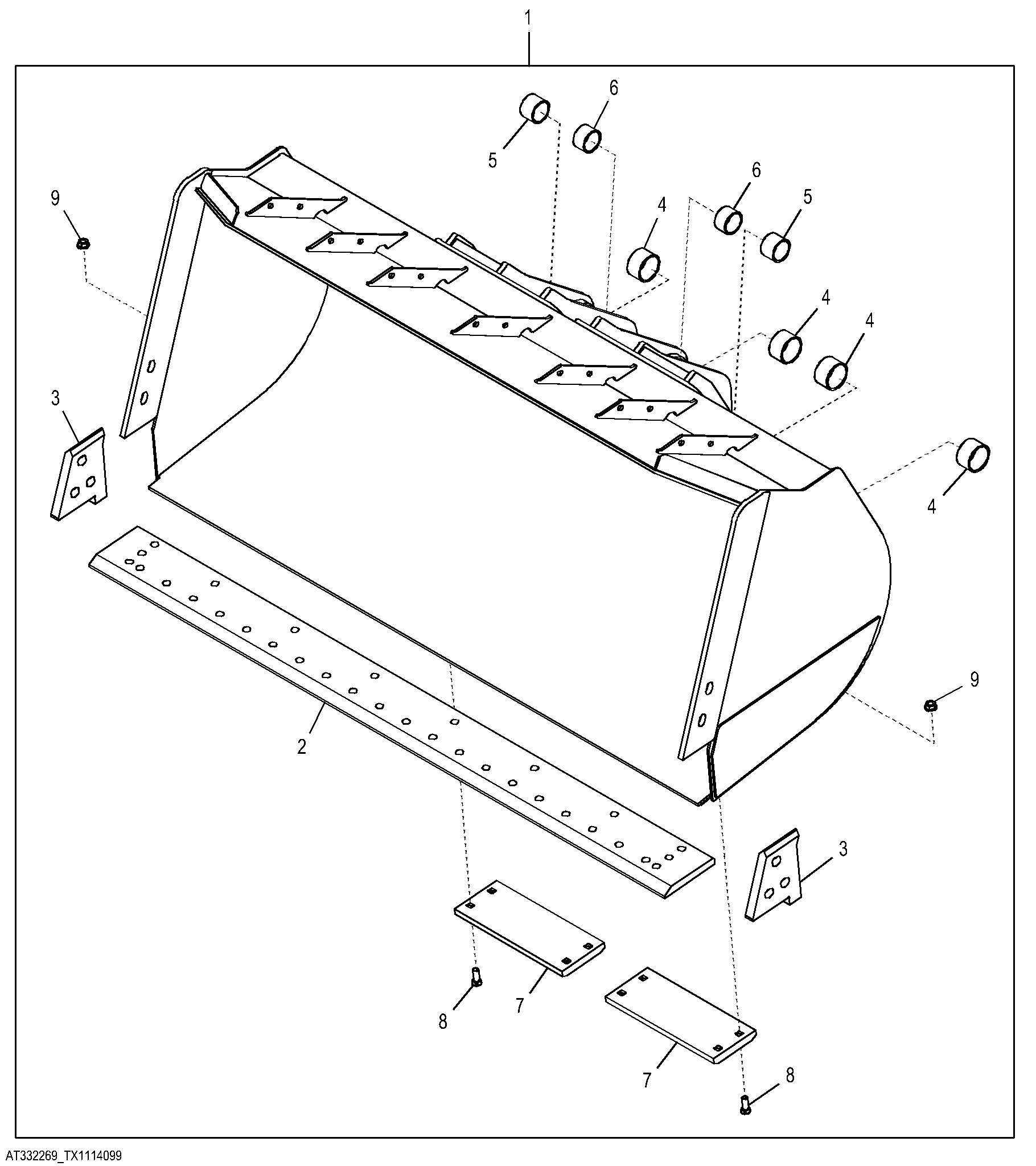 General Purpose Bucket without Wear Plates, 5.6 m³ (7.25 yd³) Kit