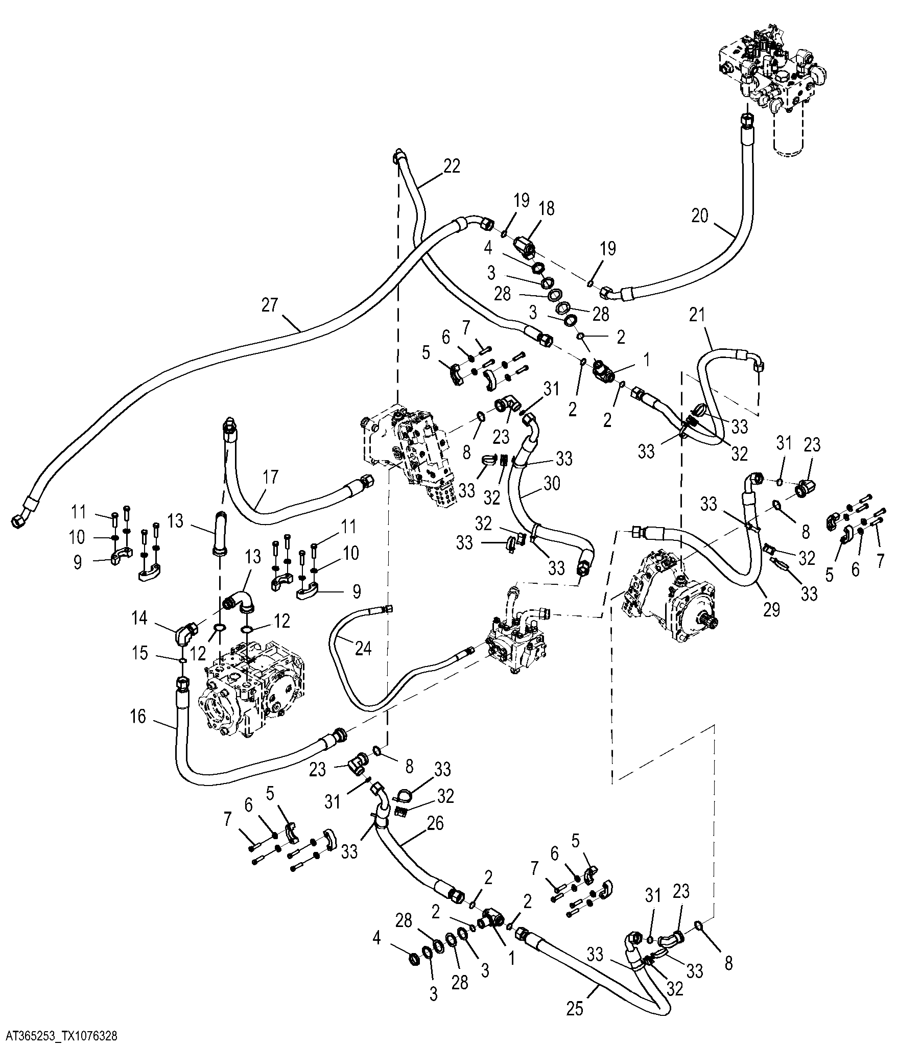 Hydrostatic / Transmission Control and Hydrostatic Filter Hoses (Rear)