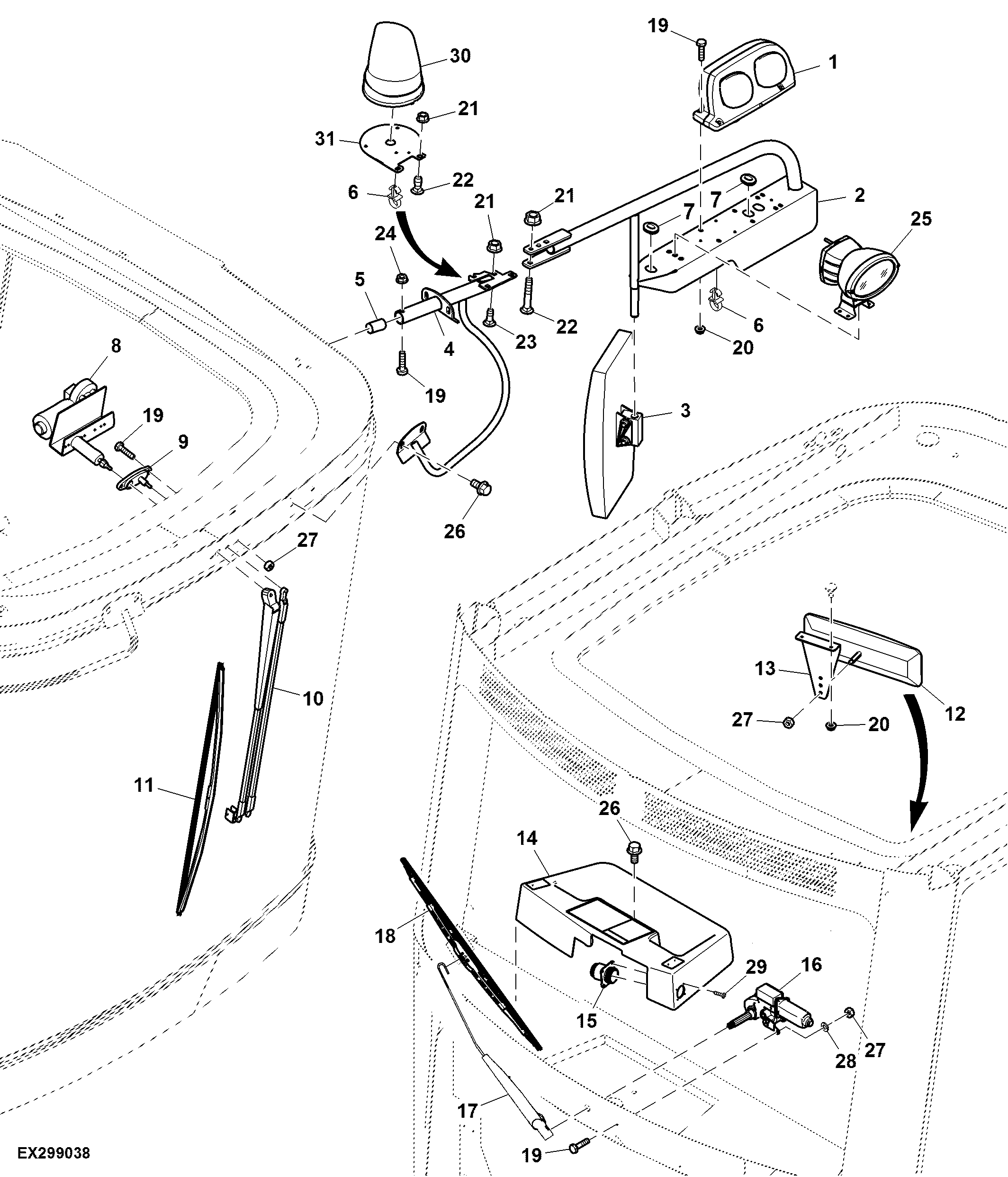 Windshield Wiper and Outer Rear View Mirror