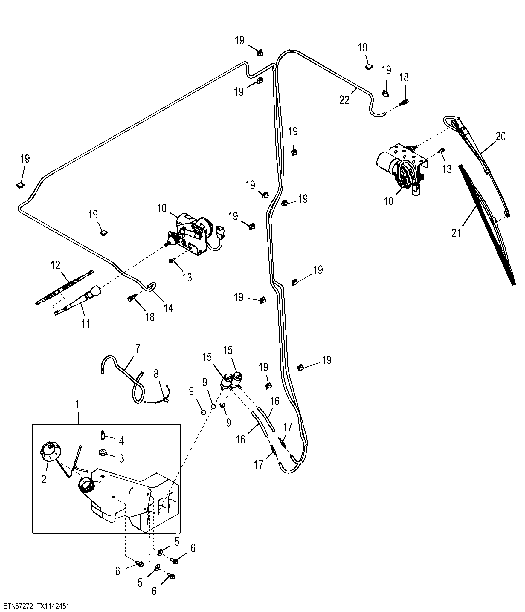 Front And Rear Windshield Wiper, Low Profile Cab