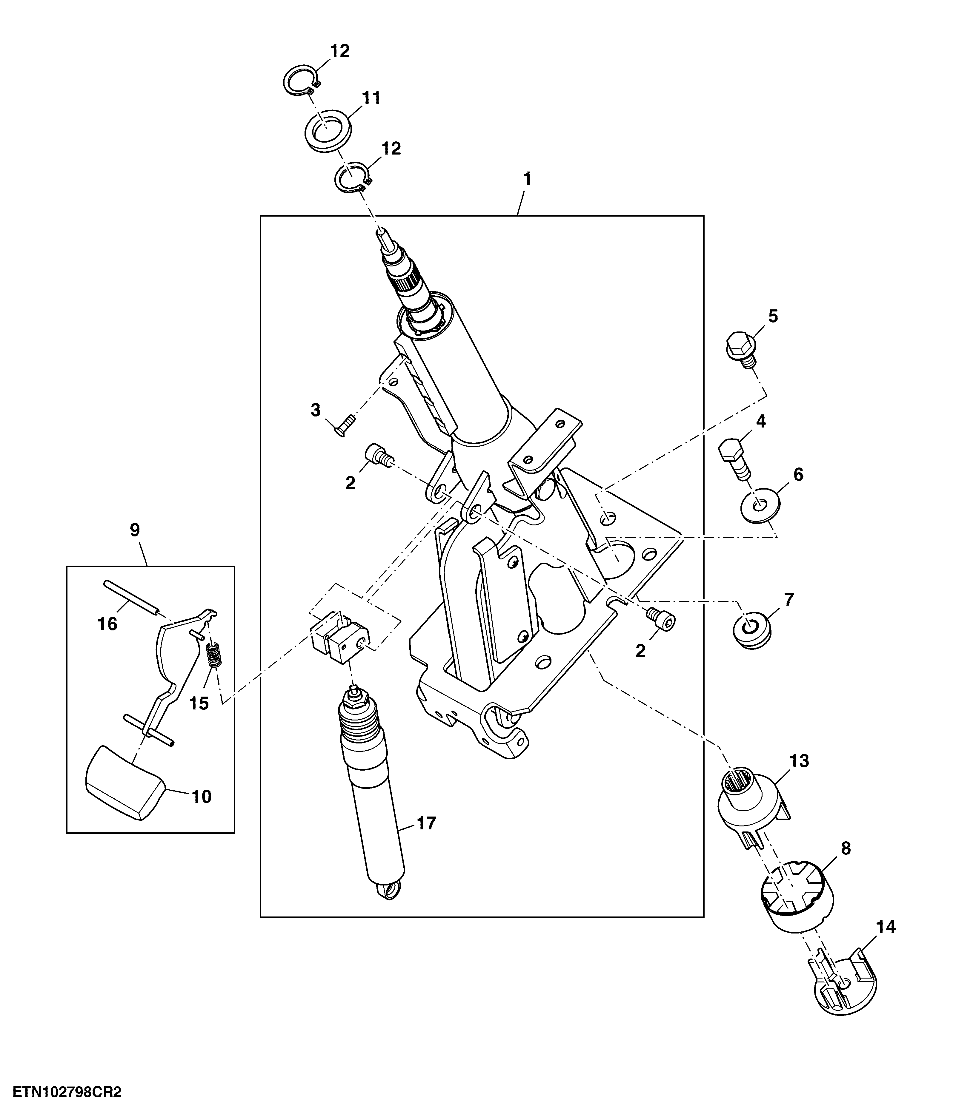 Steering Column, Tiltable, Low Clearance Cab