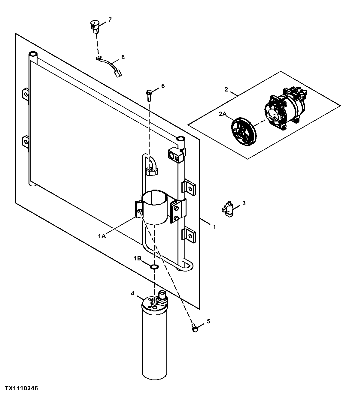 Air Conditioning Compressor, Condenser, and Sensor