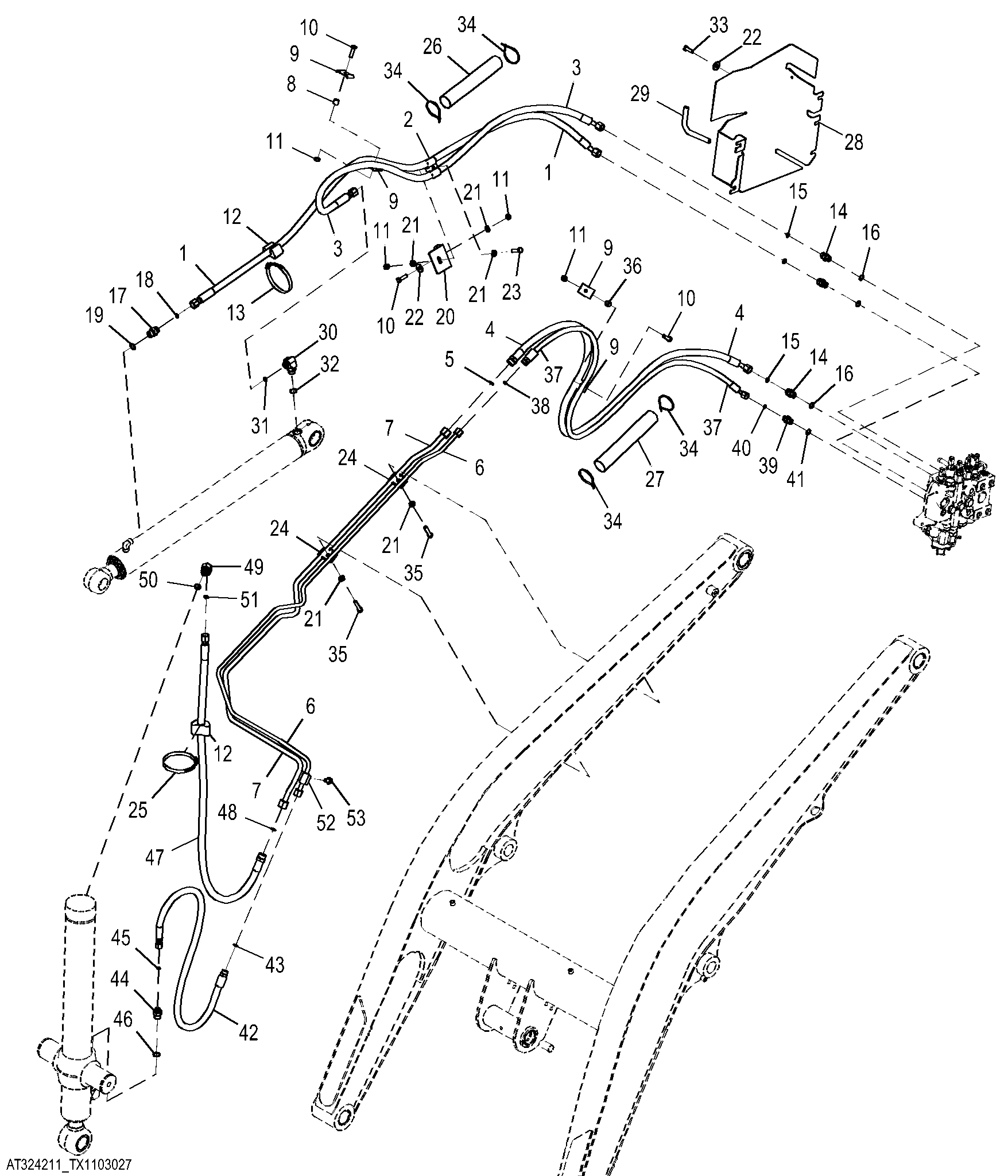 Loader Plumbing, 2-Function Right Side ( - 204987)