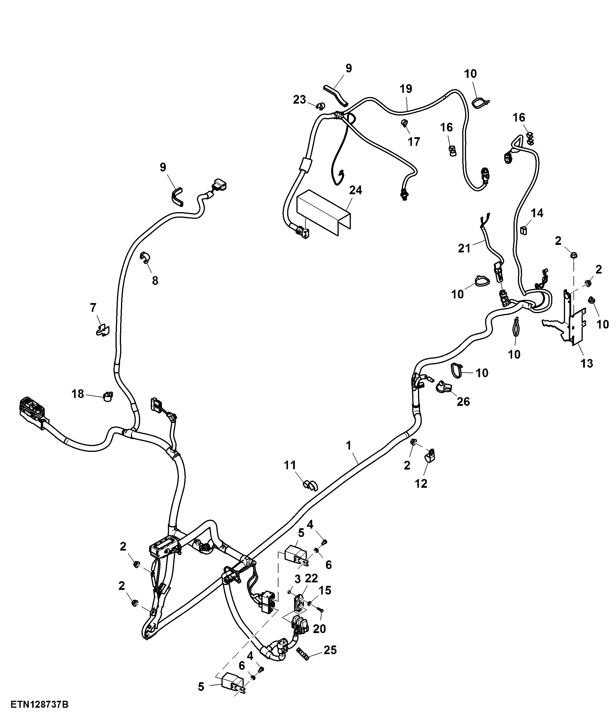 Wiring Harness, Front Chassis, W/O Front Controller, W/O Front PTO ( - 866040)